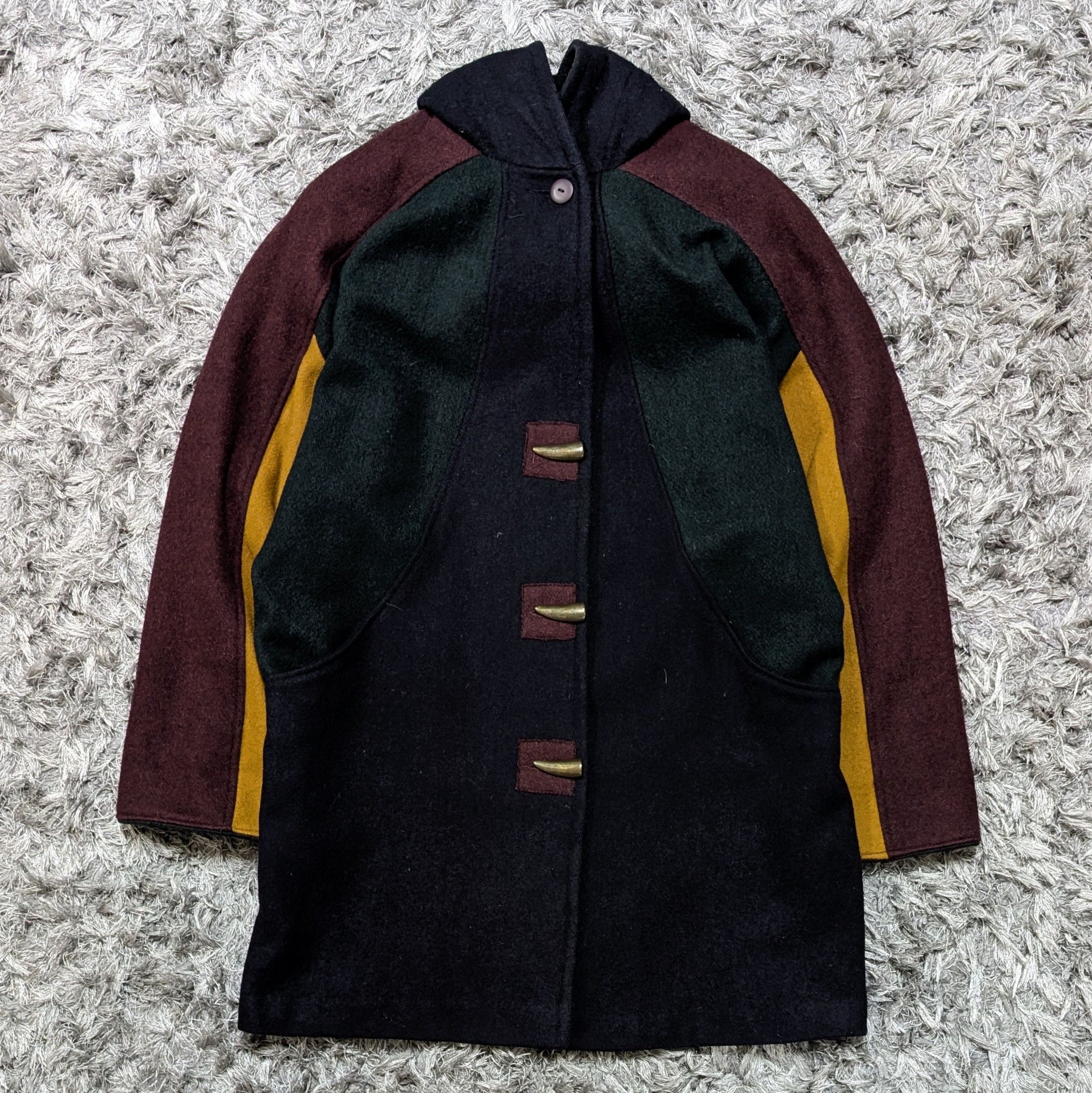 Other Vintage 80 Braetan Classic Wool Coat Long Colourblock Jacket Size US M / EU 48-50 / 2 - 1 Thumbnail