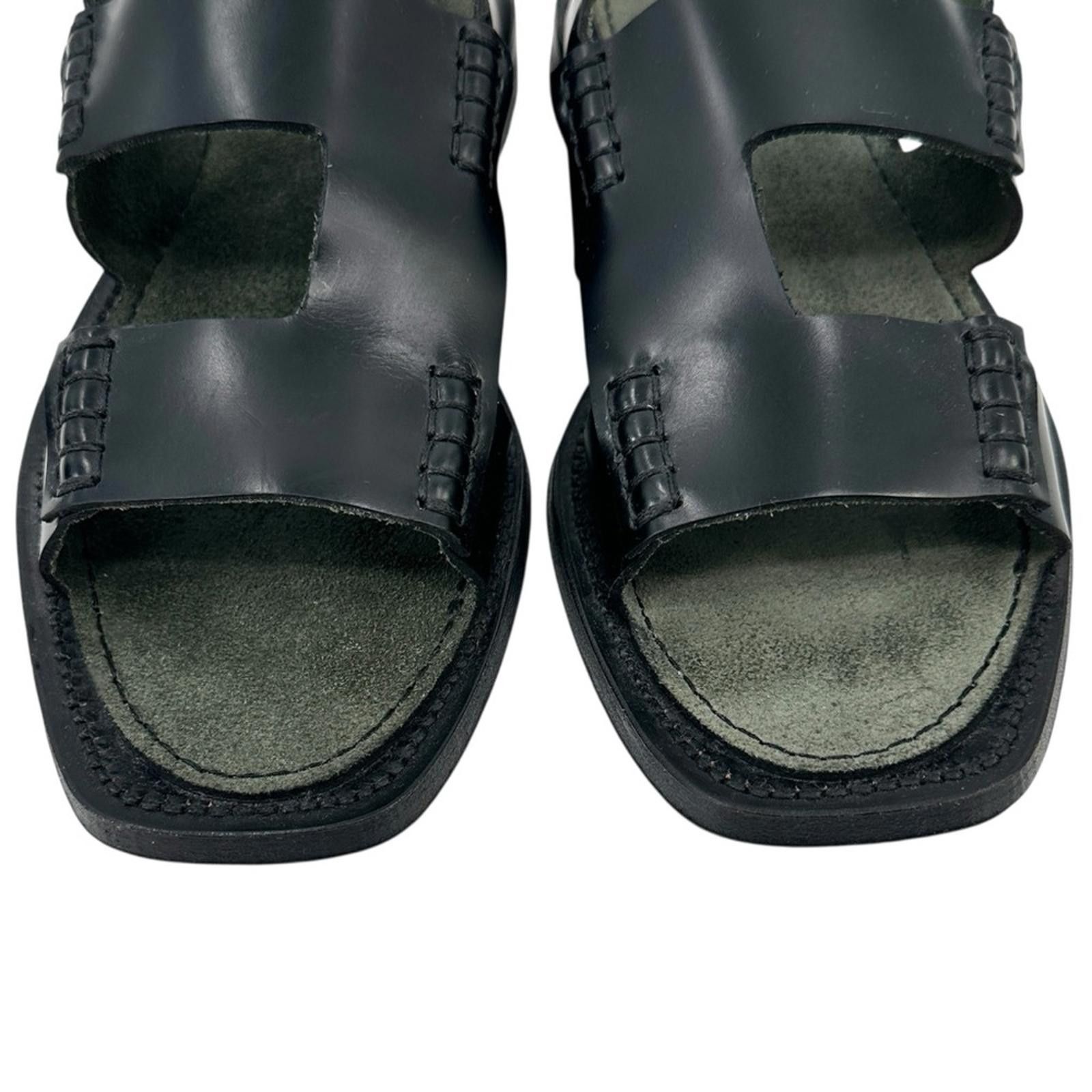 Hereu Llaut Square Black Leather Slingback Loafer Sandals Flats Size US 9 / IT 39 - 4 Thumbnail