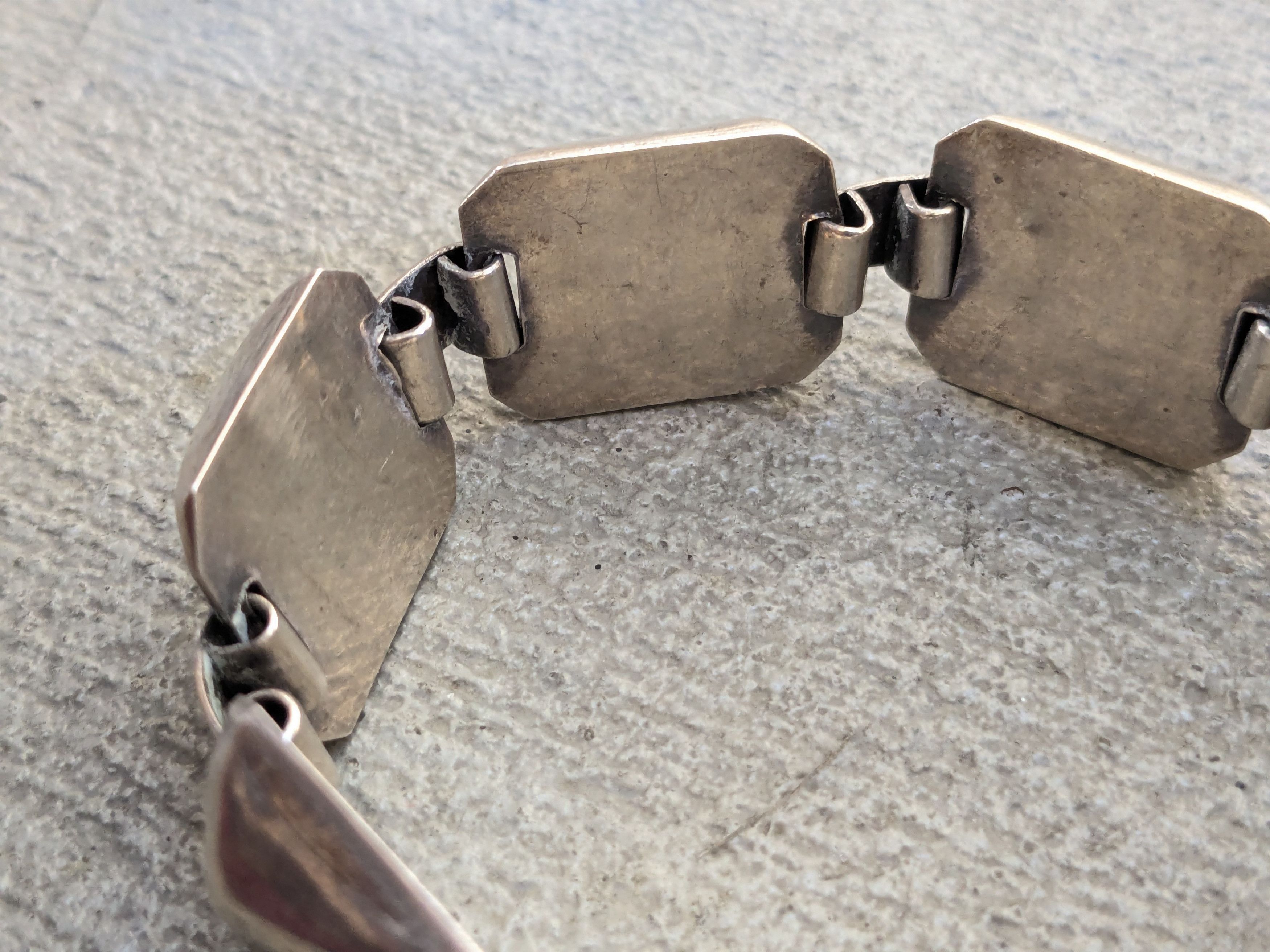 Sterling Silver Vintage Sterling Silver Bracelet Square Modern Abstract Size ONE SIZE - 9 Thumbnail