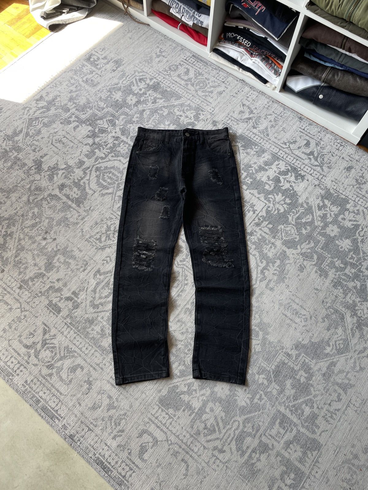 Vintage Vintage Skinny Jeans Faded Avant Garde Japanese Y2K Ripped Size US 30 / EU 46 - 1 Thumbnail