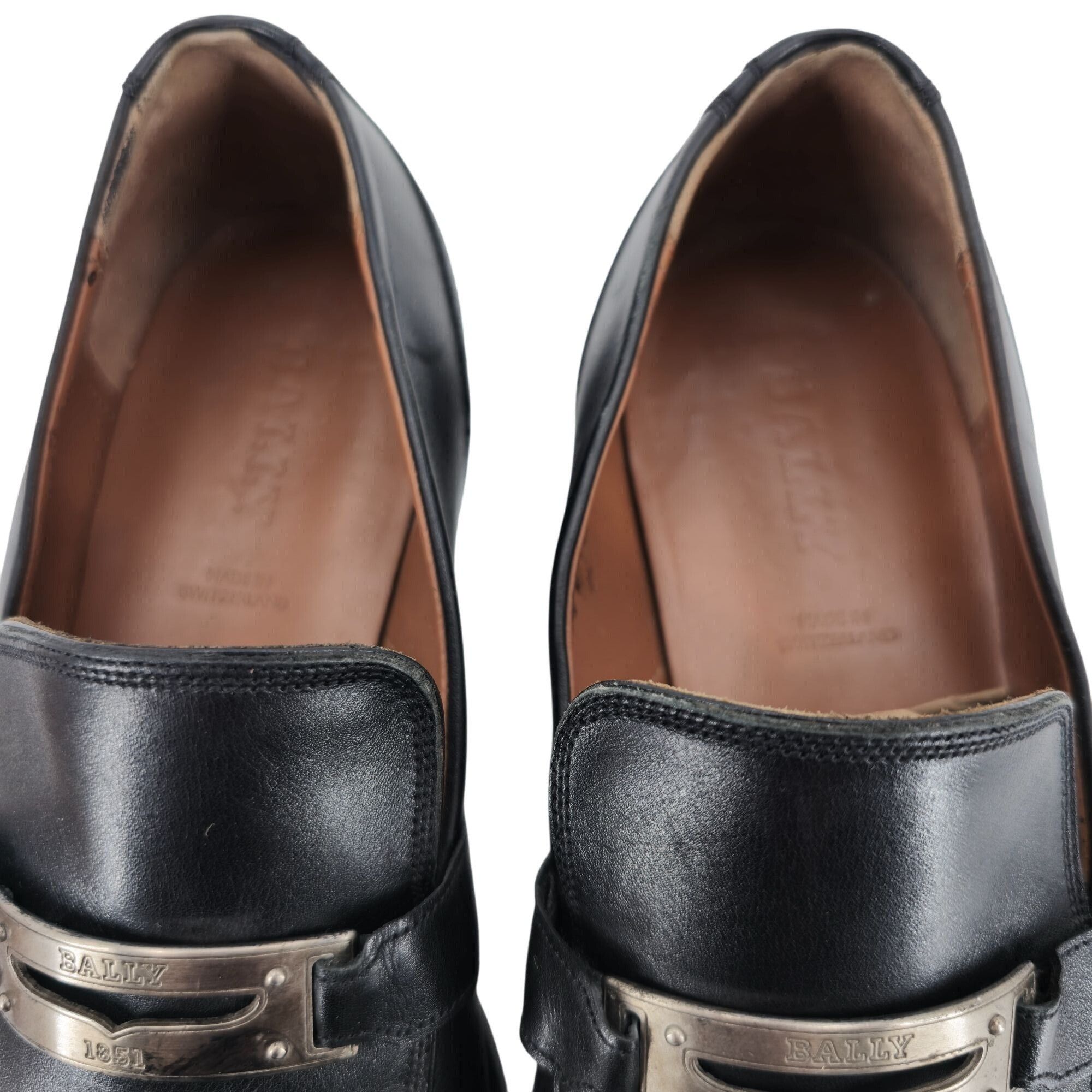 Bally Bally Switzerland Men's size 7D Black Leather Logo Plate Bit Size US 7 / EU 40 - 7 Thumbnail