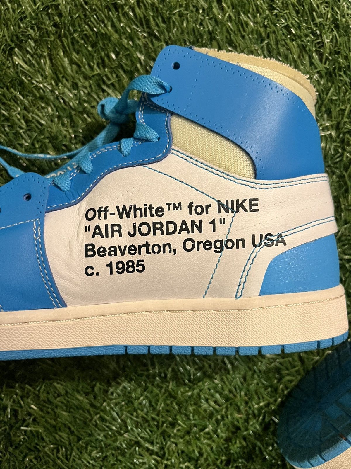 Off-White Off White Nike Jordan 1 UNC High Sneaker Blue Shoes Size US 11.5 / EU 44-45 - 6 Thumbnail