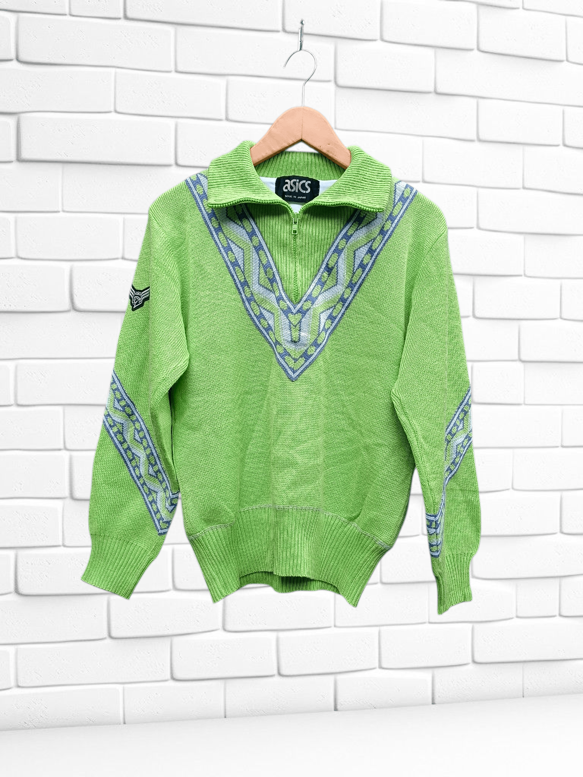 Asics 90s Vintage Asics Half Zip Knit Sweater Size US M / EU 48-50 / 2 - 1 Thumbnail