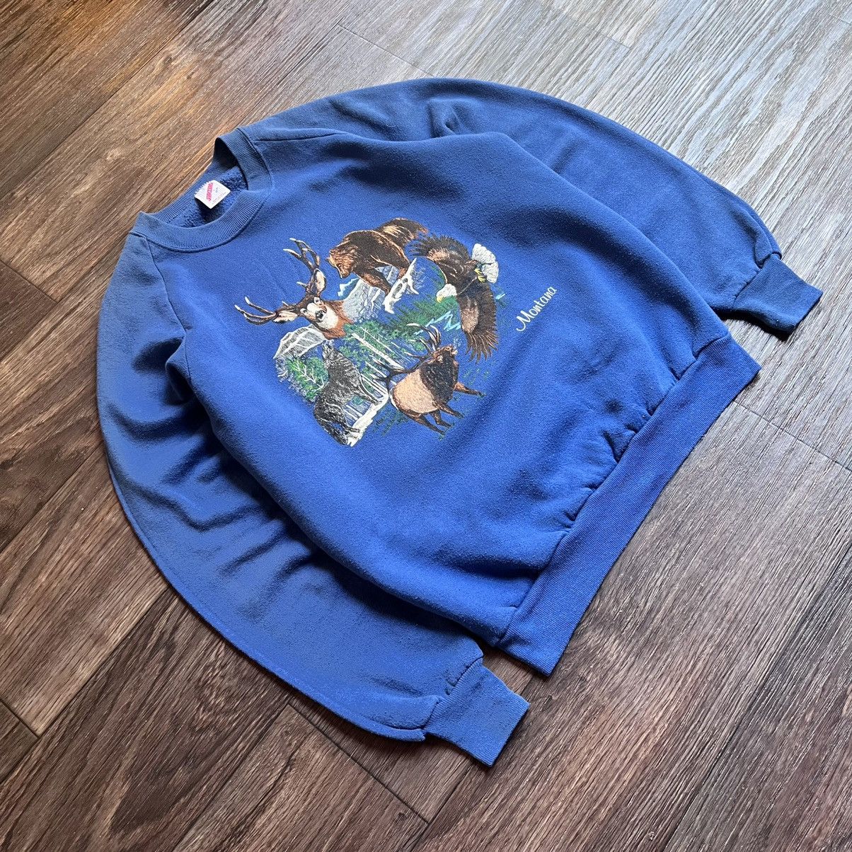 Jerzees Vintage 1980s Montana wilderness crewneck Large Size US L / EU 52-54 / 3 - 2 Thumbnail
