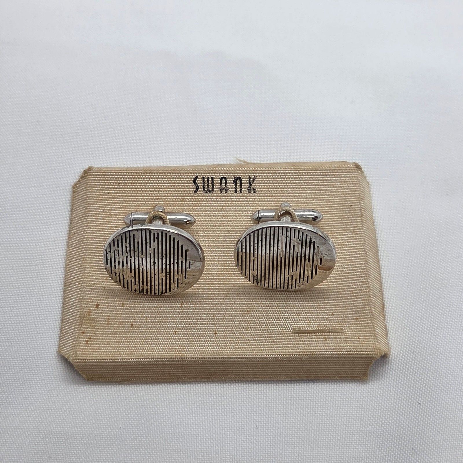 Vintage Silver-Tone Swank Cufflinks On Original Card, Men's — image 3 of 5