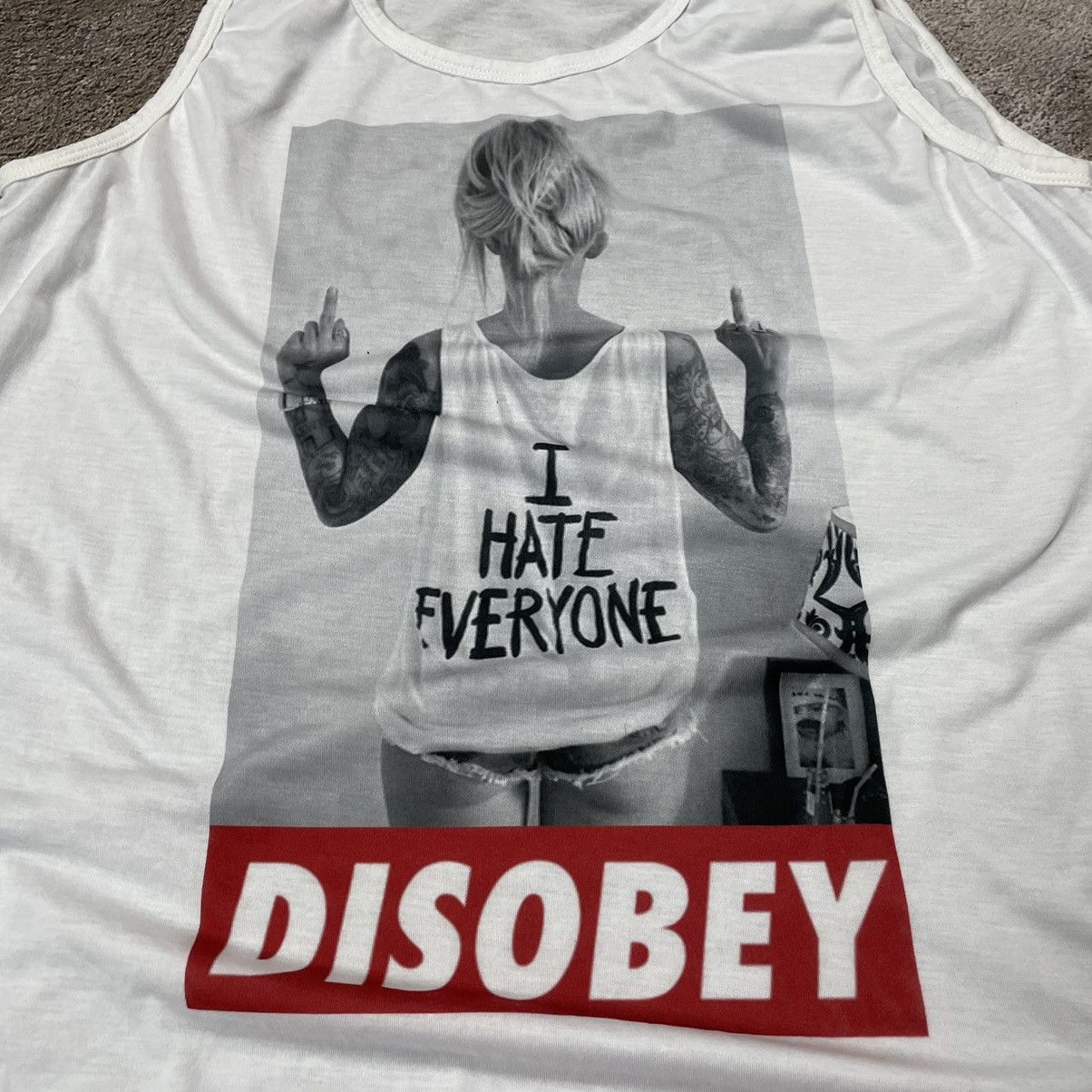 Vintage Vintage Y2K Graphic Tee Disobey Punk Streetwear Cropped XL Size US XL / EU 56 / 4 - 4 Thumbnail