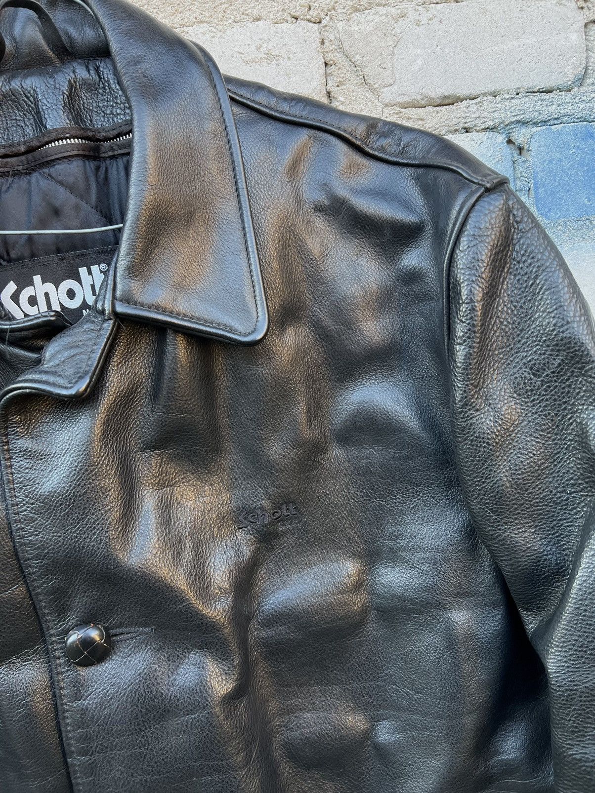 Schott Heavy Leather Jacket Schott NYC USA Vintage Heavy Leather Size US XL / EU 56 / 4 - 5 Thumbnail