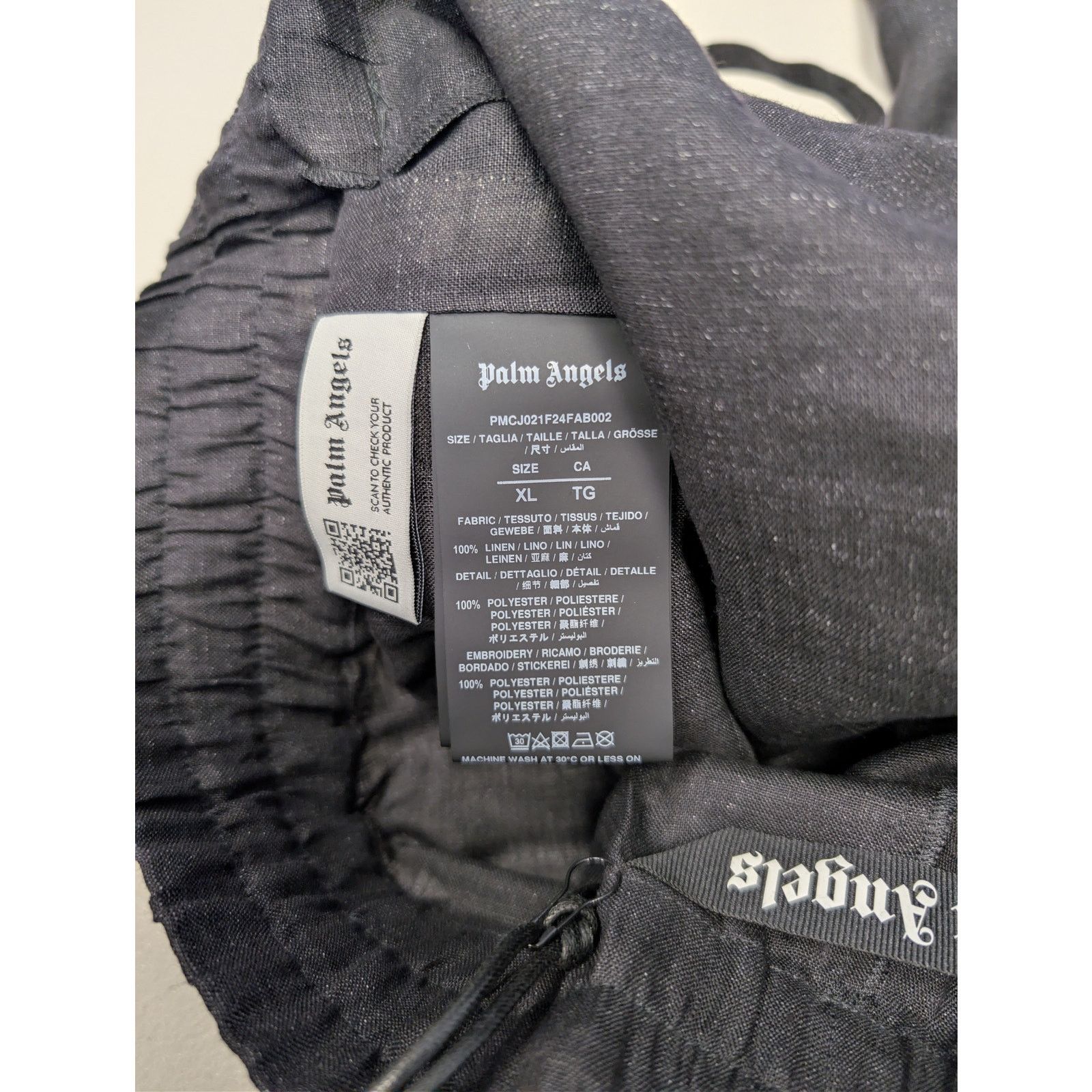 Palm Angels o1rshd1 Classic Logo Linen Track Pants Anthracite/Off White Size US 36 / EU 52 - 19 Thumbnail