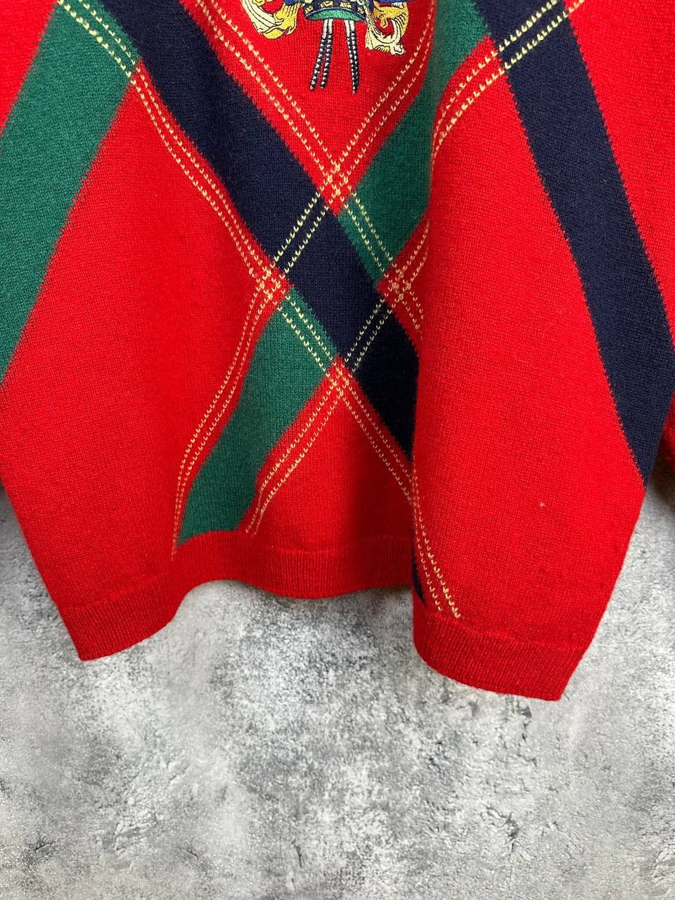 Pringle Of Scotland Pringle of Scotland Argyle Golf Crest Red Wool Knit Sweater Size US XL / EU 56 / 4 - 7 Thumbnail