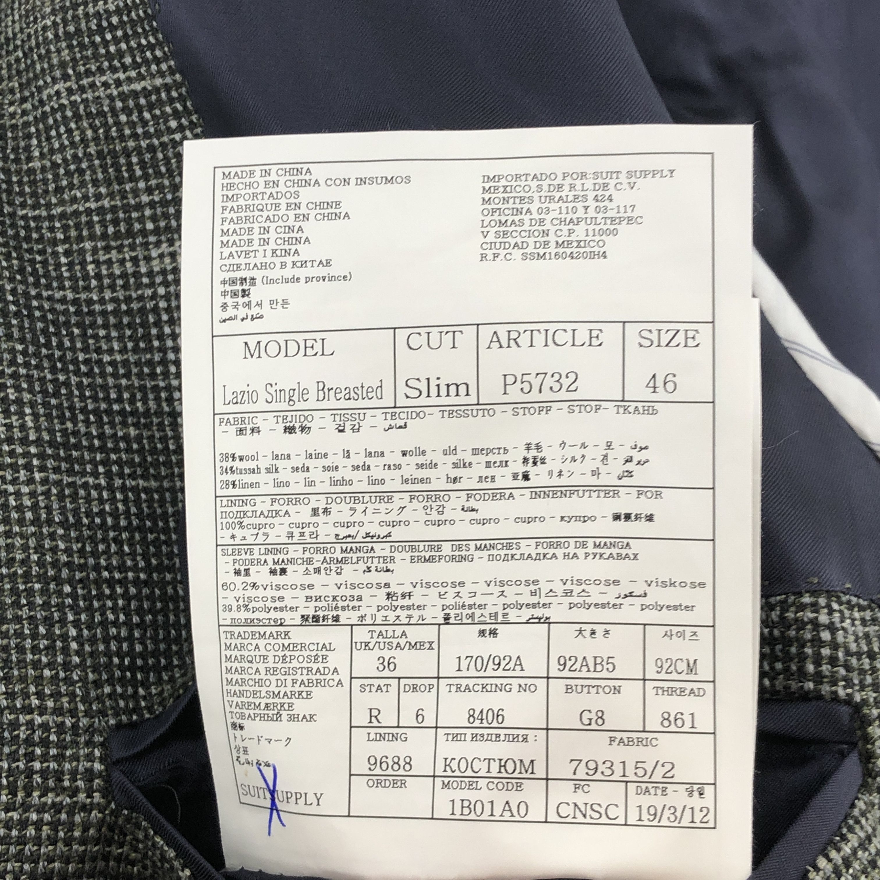 Suitsupply Lazio Single Breasted Linen Blazer Size EU:46 UK:36; US:36S Size 36S - 9 Thumbnail