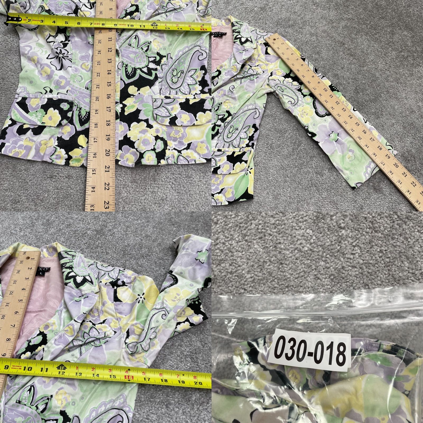 XOXO XOXO Blazer Jacket - Juniors L Multicolor Floral Knit Cotton Blend - Short Jacket, Long Sleeve, Padded - Casual Work Clothing - Womens Size L / US 10 / IT 46 - 8 Thumbnail