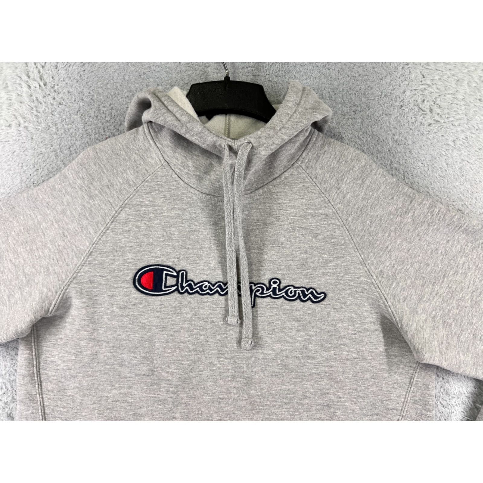 Champion Champion Hoodie Women Large Gray Cotton Blend Kangaroo Pocket Logo Pullover Womens Size L / US 10 / IT 46 - 4 Thumbnail