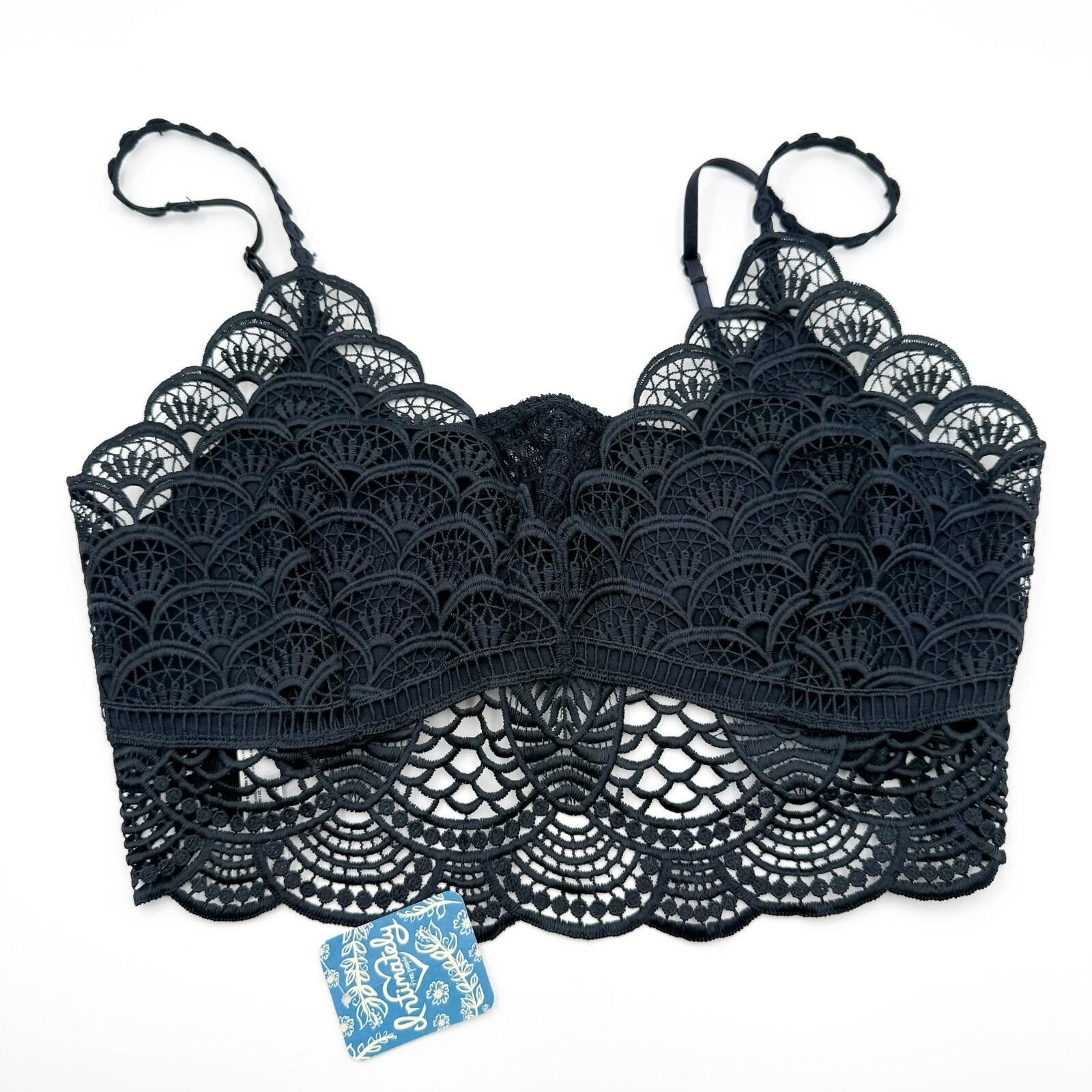 Free People Free People Halter Lace Bralette Boho Black Womens L Size ONE SIZE - 1 Thumbnail