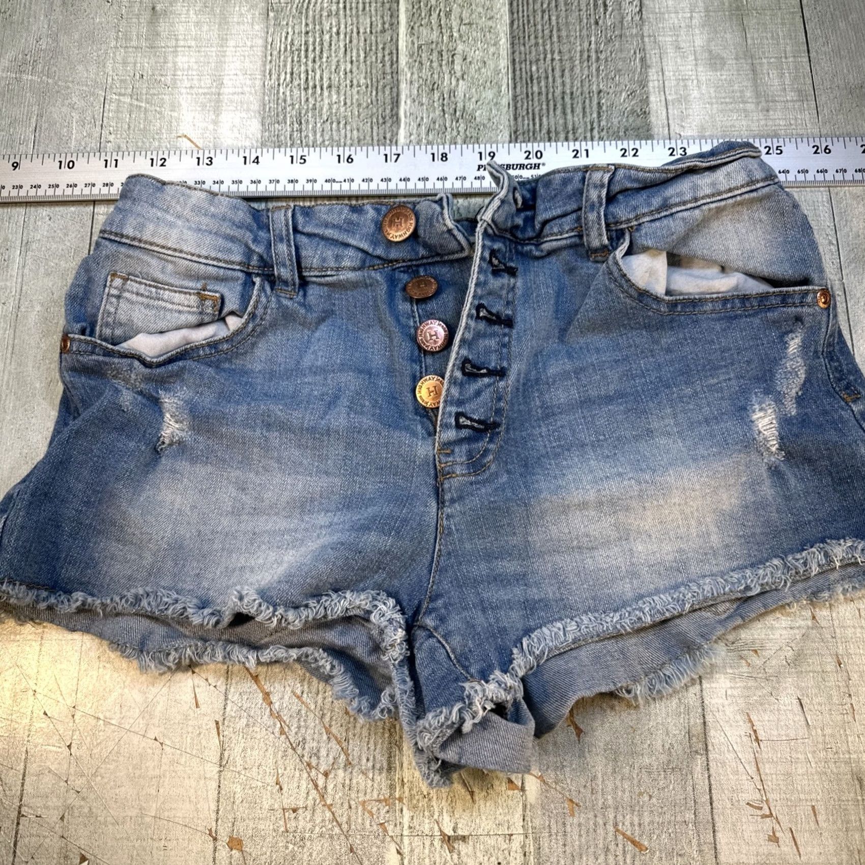 Vintage Highway Women’s Booty Shorts Cut-Off Button Fly Blue Size 8 XS? Size 30" / US 8 / IT 44 - 2 Thumbnail