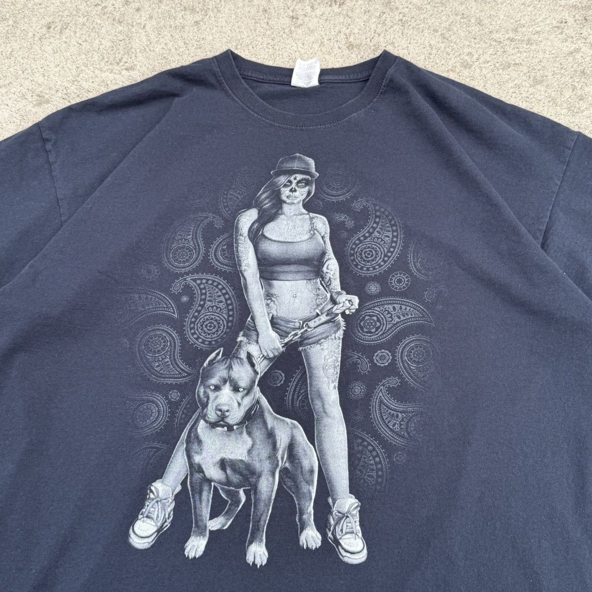 Rap Tees × Vintage Vintage Chicano Tattoo Pitbull Girl Day of the Dead T-Shirt Size US XXL / EU 58 / 5 - 4 Thumbnail