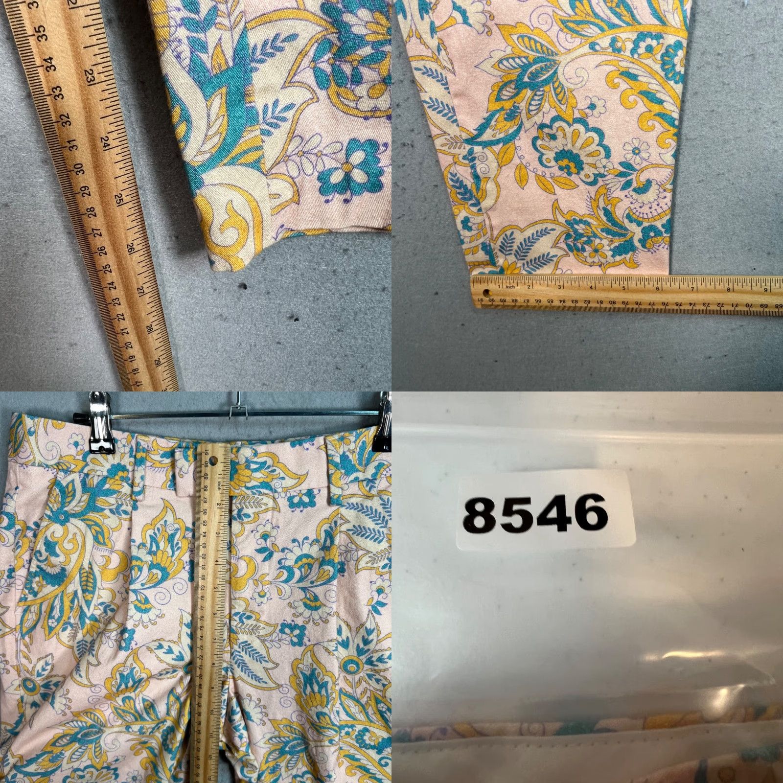 Asos ASOS Womens Floral Print Pleated Trousers Size 32 Straight Leg Cotton Blend Pants Women 32 Pink Chino 27 In Inseam Spring Summer 32 Regular Womens Size 24" / US 00 / IT 34 - 8 Thumbnail