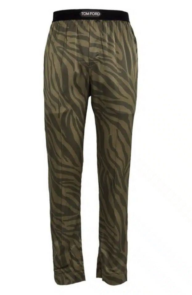 Tom Ford SILK SATIN PIJAMA PANTS ZEBRA DARK GREEN Size US 32 / EU 48 - 1 Thumbnail