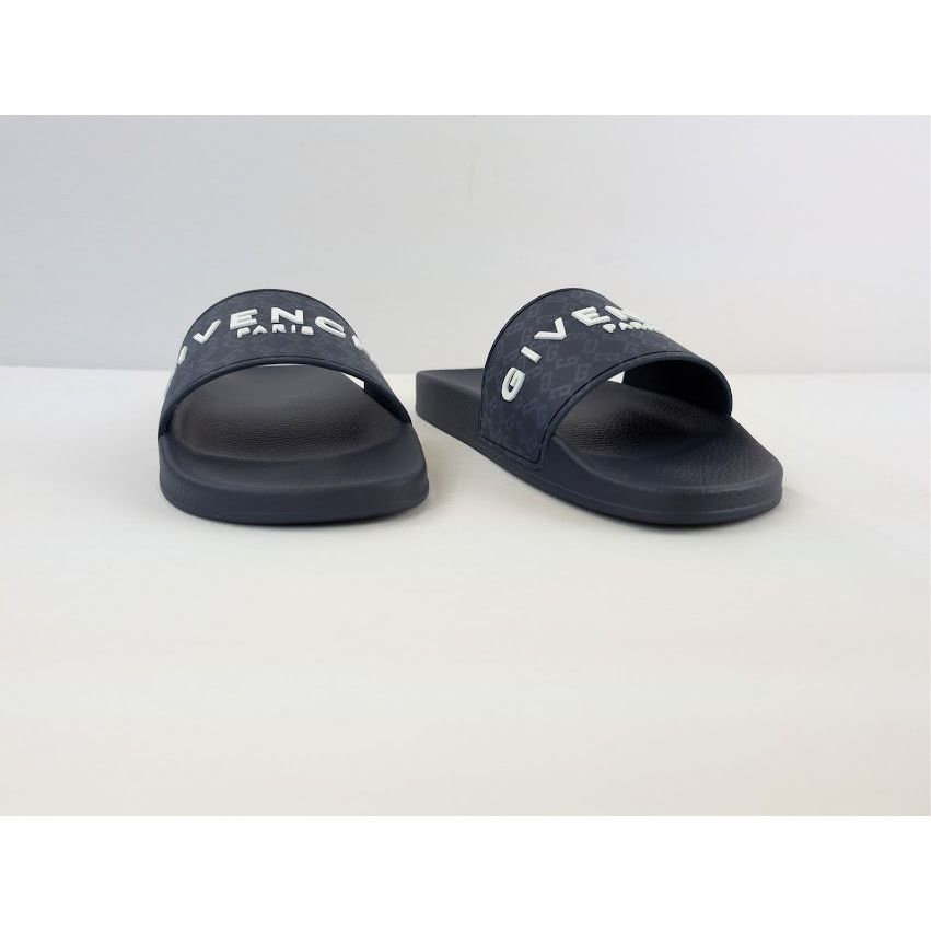 Givenchy o1rshd1 Embossed Rubber Logo Printed Slide Sandals Dark Blue Size US 14 / EU 47 - 6 Thumbnail