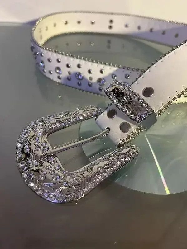 Japanese Brand Y2K Cross Rhinestone Belt (white) Size ONE SIZE - 7 Thumbnail