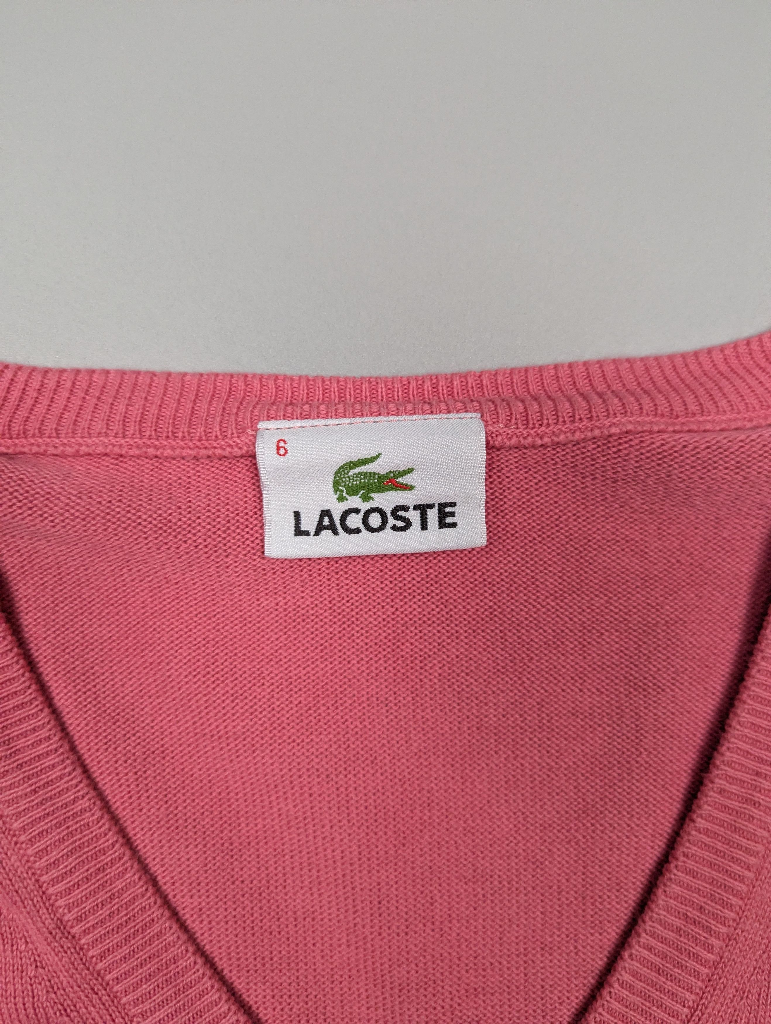 Lacoste × Vintage LACOSTE Men's Vintage Lightweight Pink V-Neck Sweater Size US L / EU 52-54 / 3 - 8 Thumbnail