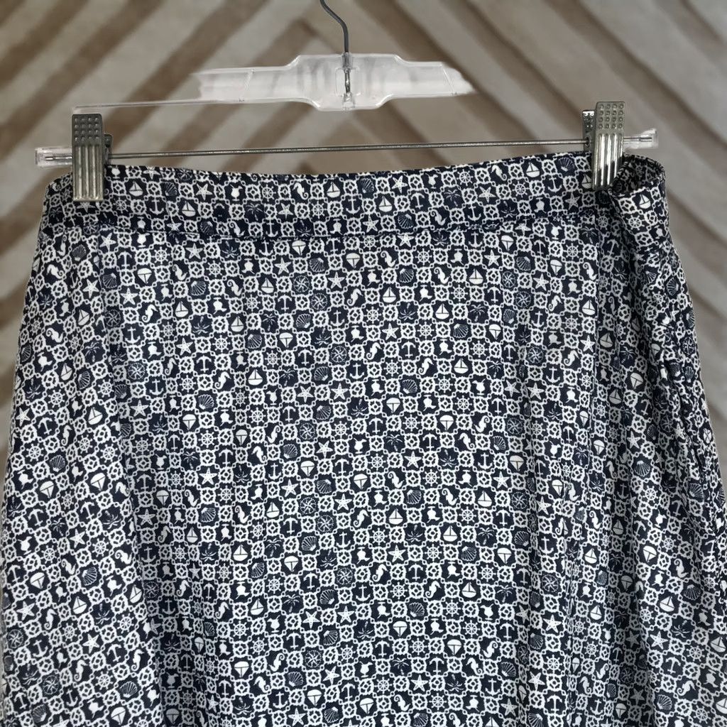 Nautica Columbia PFG Skirt Women Midi Navy White Nautical Sailboats Anchors Seashells Chiffon Skater Size 32" / US 10 / IT 46 - 1 Thumbnail