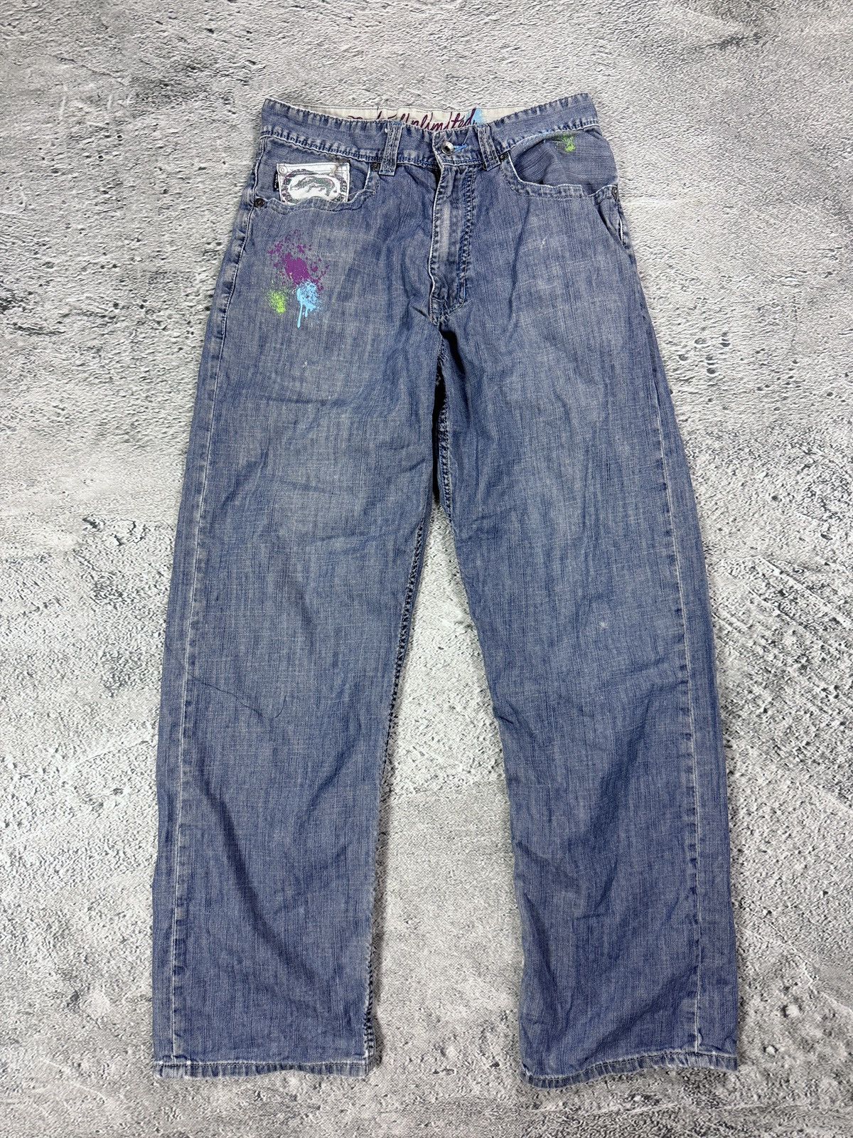Ecko Unltd. Ecko Baggy Painted hip-hop jeans denim pants Y2K Size US 32 / EU 48 - 6 Thumbnail