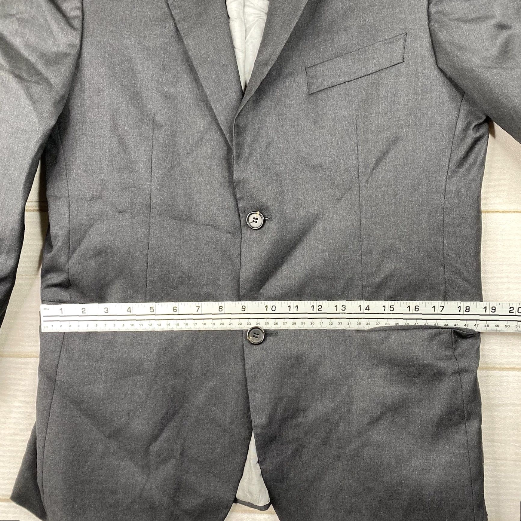 Hugo Boss HUGO BOSS Blazer Mens 38R Gray Wool Jacket Single-Breasted Notch Peak Lapel 2-Button 4-Button Sleeve Solid Vintage No Size 38R - 7 Thumbnail
