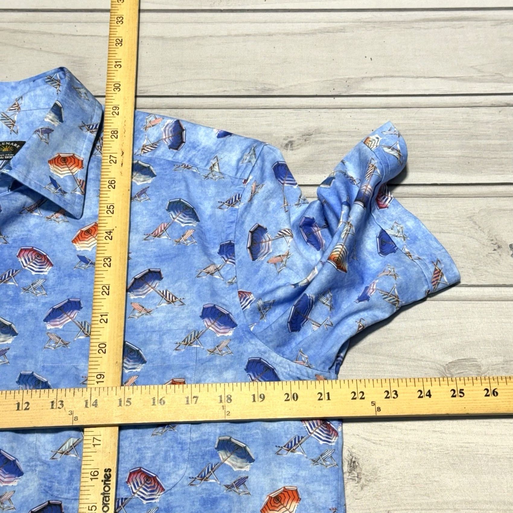 Vintage Solemare Shirt Mens M Blue Beach Umbrella All Over Print Italy Front Pockets Button-Up Collared Short Sleeve Graphic Print N/A Size US M / EU 48-50 / 2 - 6 Thumbnail
