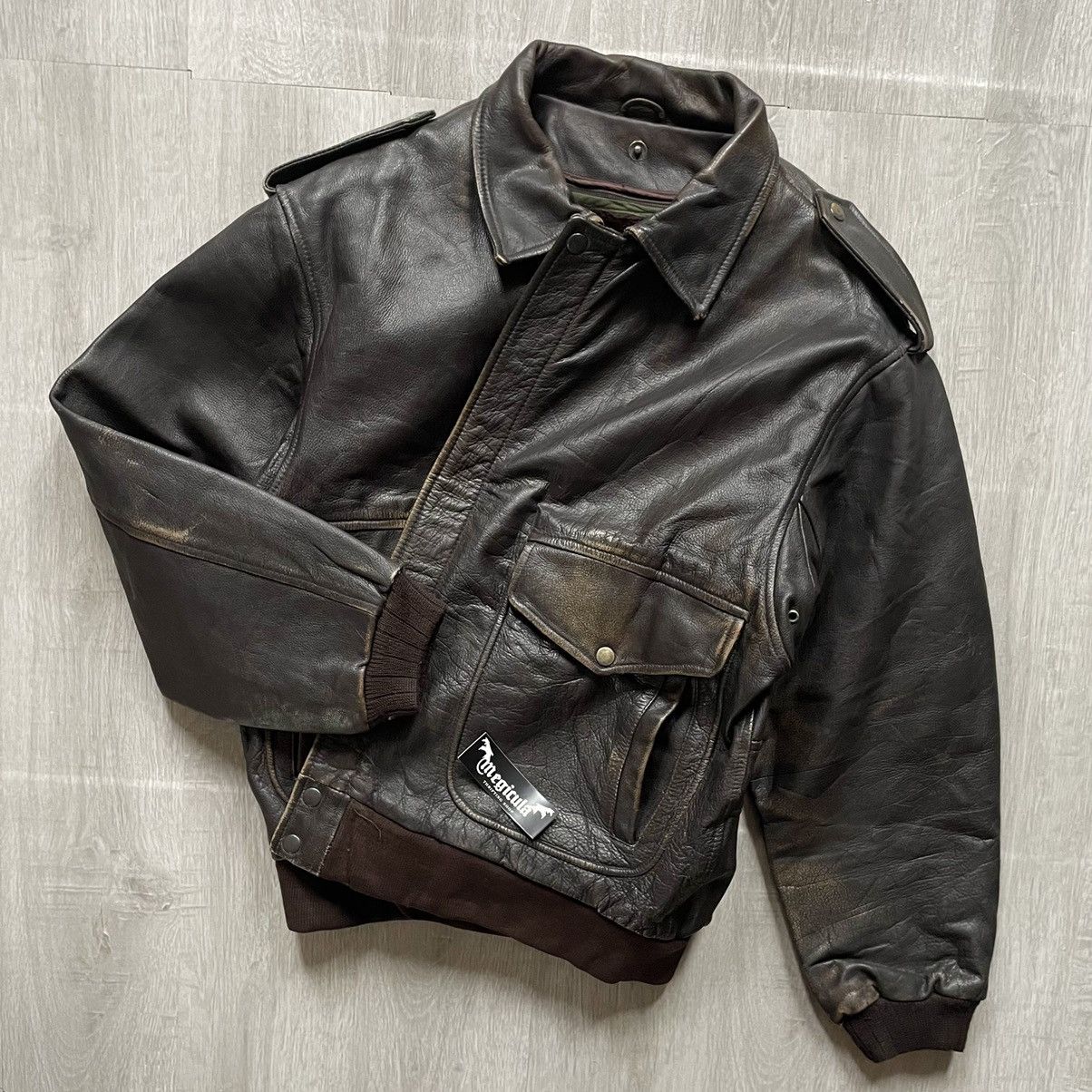 Other Challenge Vintage Pilot Flight Genuine Leather Jacket Size US L / EU 52-54 / 3 - 5 Thumbnail