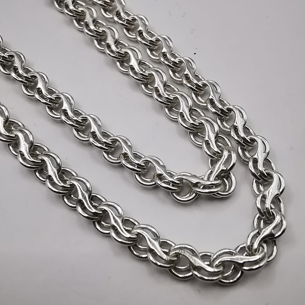 Sterling Silver Vintage Chain,925 Sterling Silver,Signed ,Handmade 19,26g Size ONE SIZE - 5 Thumbnail