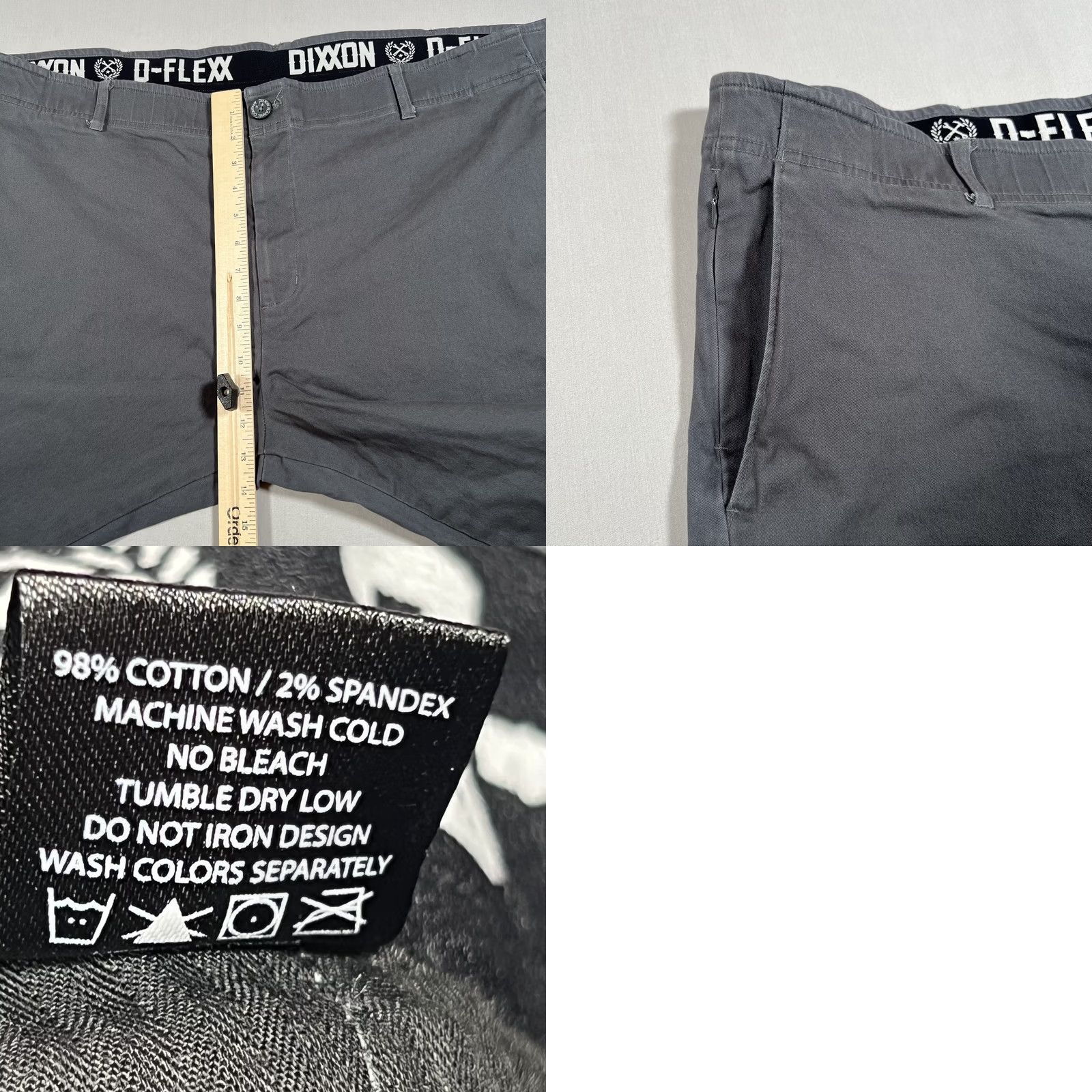 Vintage Dixxon D-Flexx Chino Pants Mens 46x32 Gray Stretch Flat Front Workwear Size US 30 / EU 46 - 9 Thumbnail
