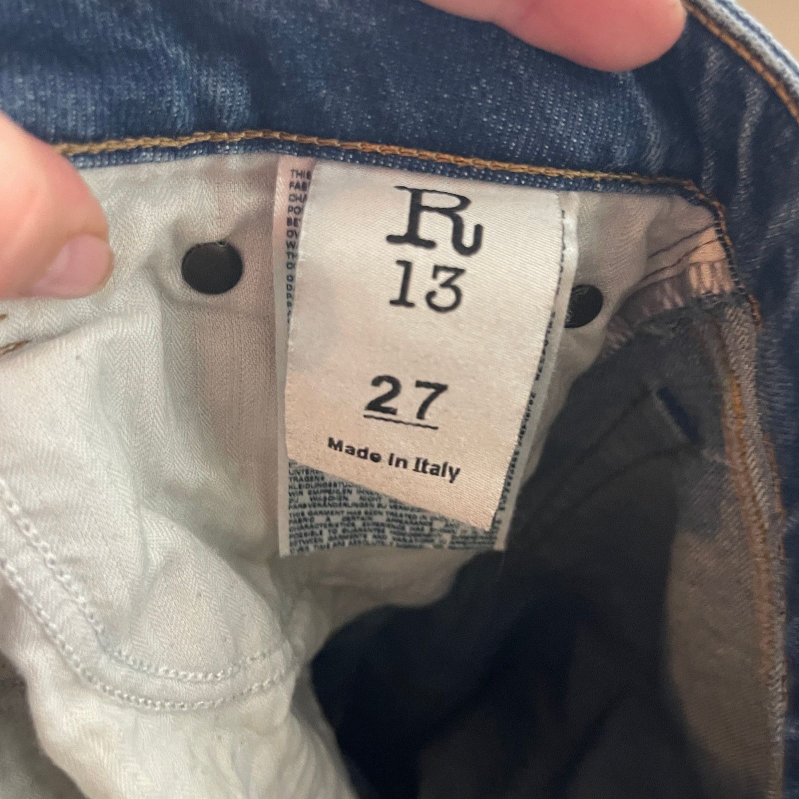 R13 R13 Blue Distressed Kick Flare Cro Jeans Sz 27 Size 27" / US 4 / IT 40 - 7 Thumbnail
