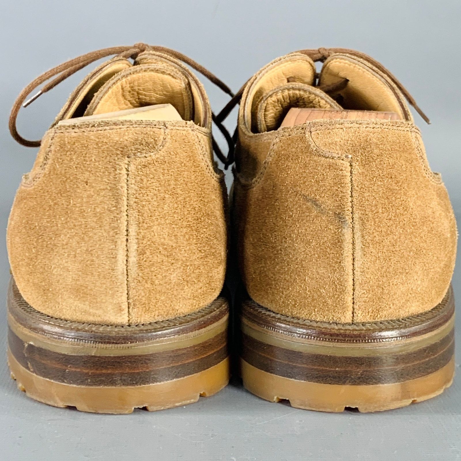 Gravati GRAVATI Size 12 Tan Suede Split Toe Derby Lace-Up Shoes Size US 12 / EU 45 - 3 Thumbnail