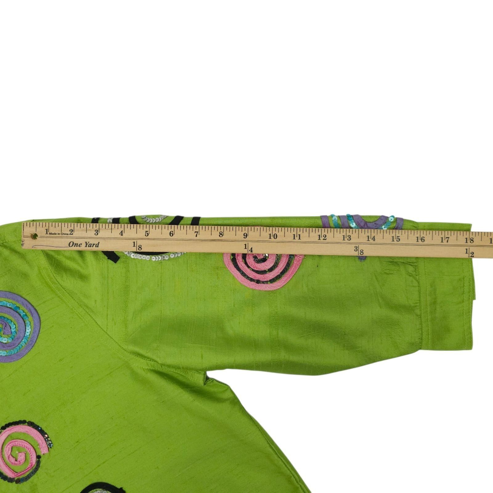 Other Bleu Bayou Jacket Tank 2pc Set L Lime Green Silk Sequin Size L / US 10 / IT 46 - 7 Thumbnail