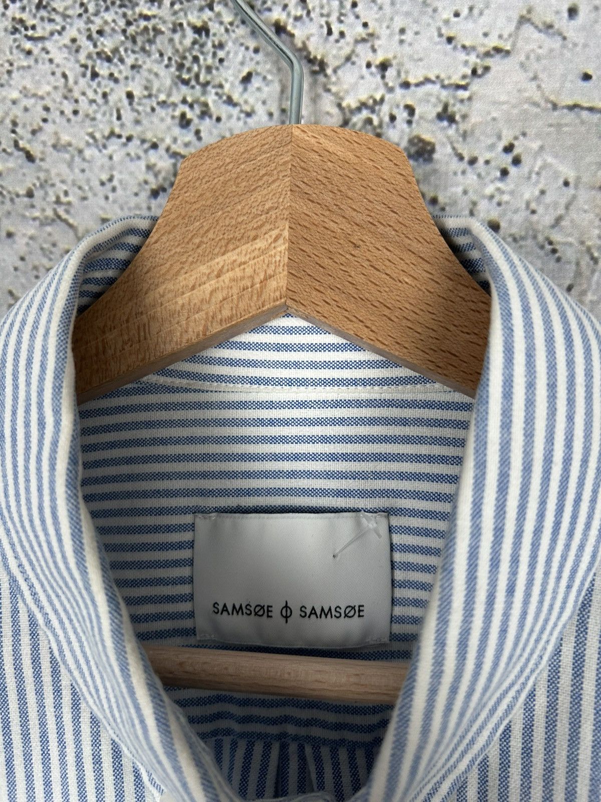 Samsoe Samsoe Samsoe Samsoe Striped White Blue Shirt Elegant Classic Size US L / EU 52-54 / 3 - 4 Thumbnail