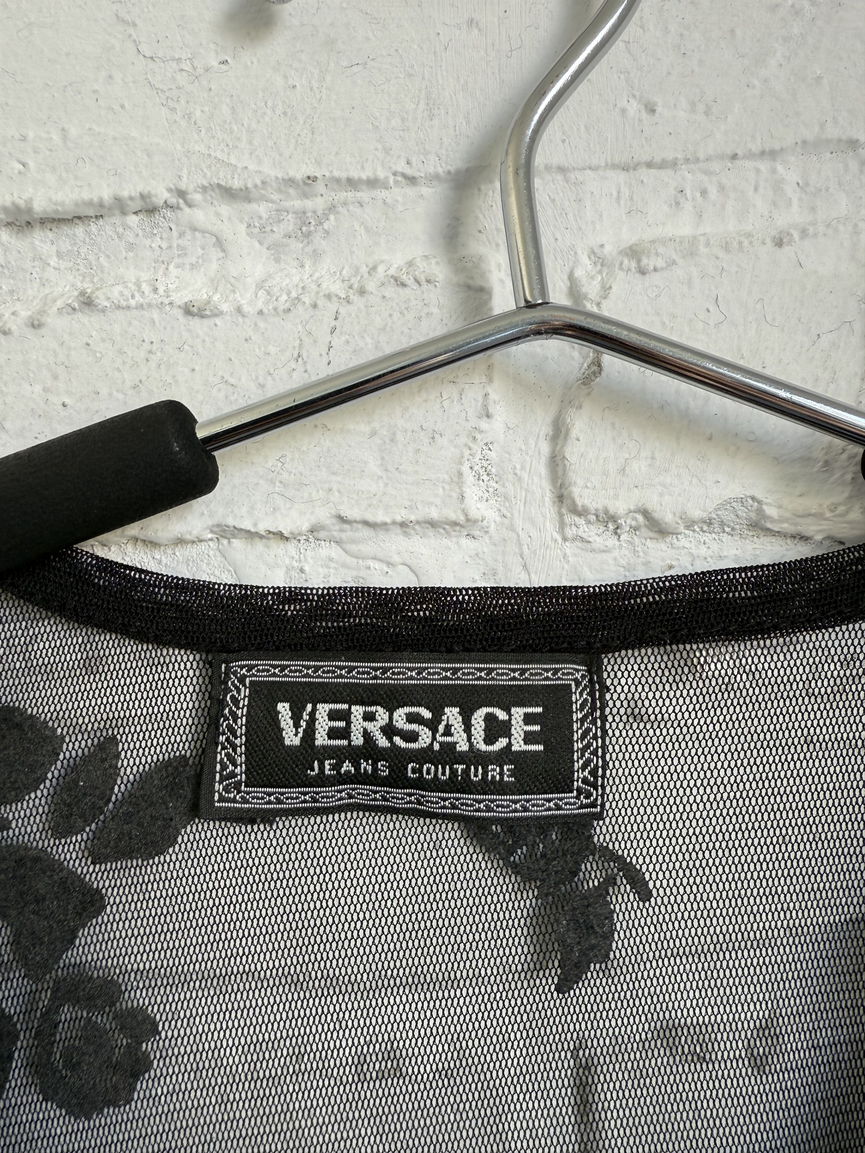 Versace × Vintage Vintage 90s Versace floral mesh top y2k Size M / US 6-8 / IT 42-44 - 6 Thumbnail