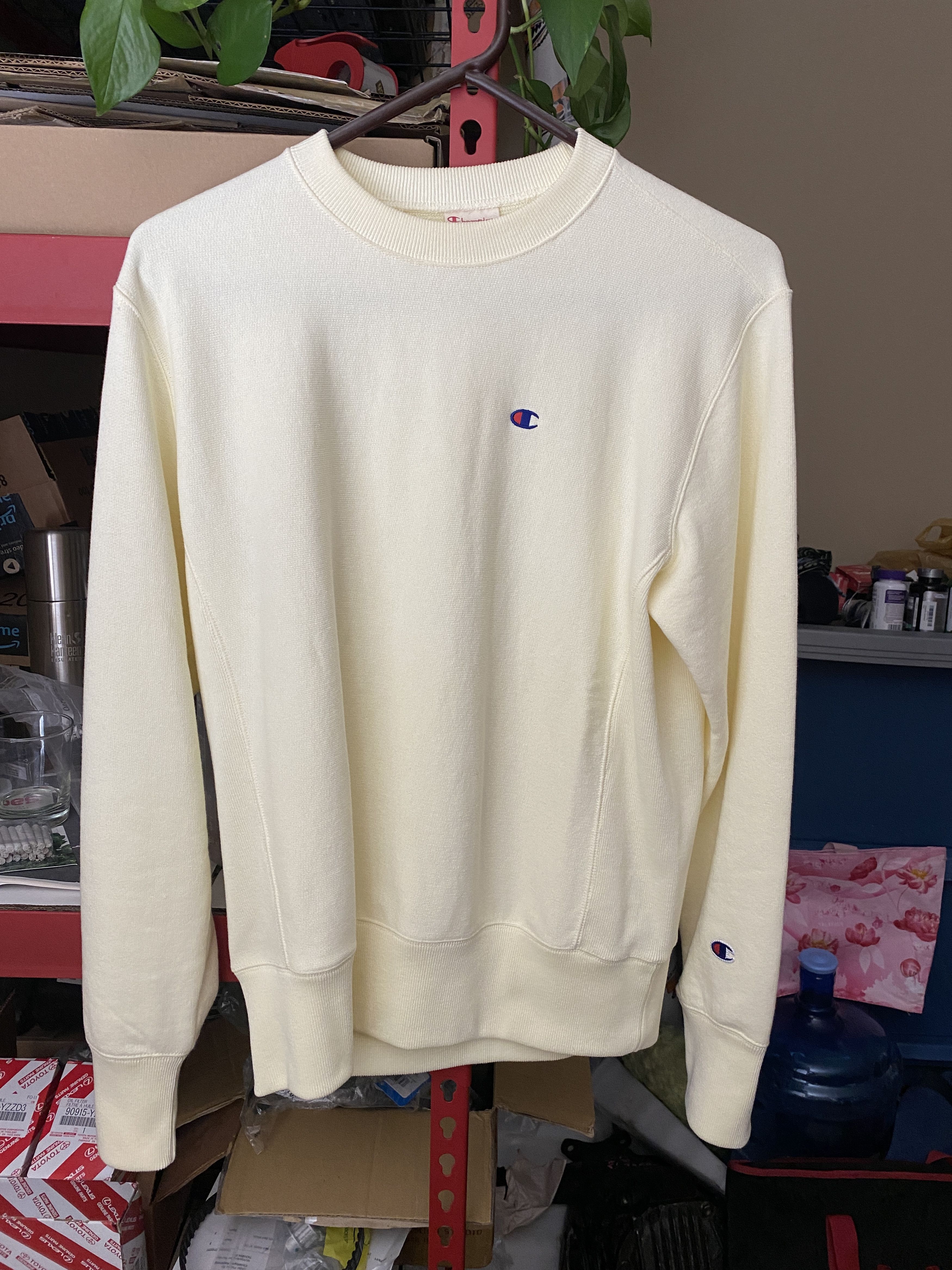 Champion Cream Reverse Weave Crewneck Sweatshirt Size US M / EU 48-50 / 2 - 1 Thumbnail