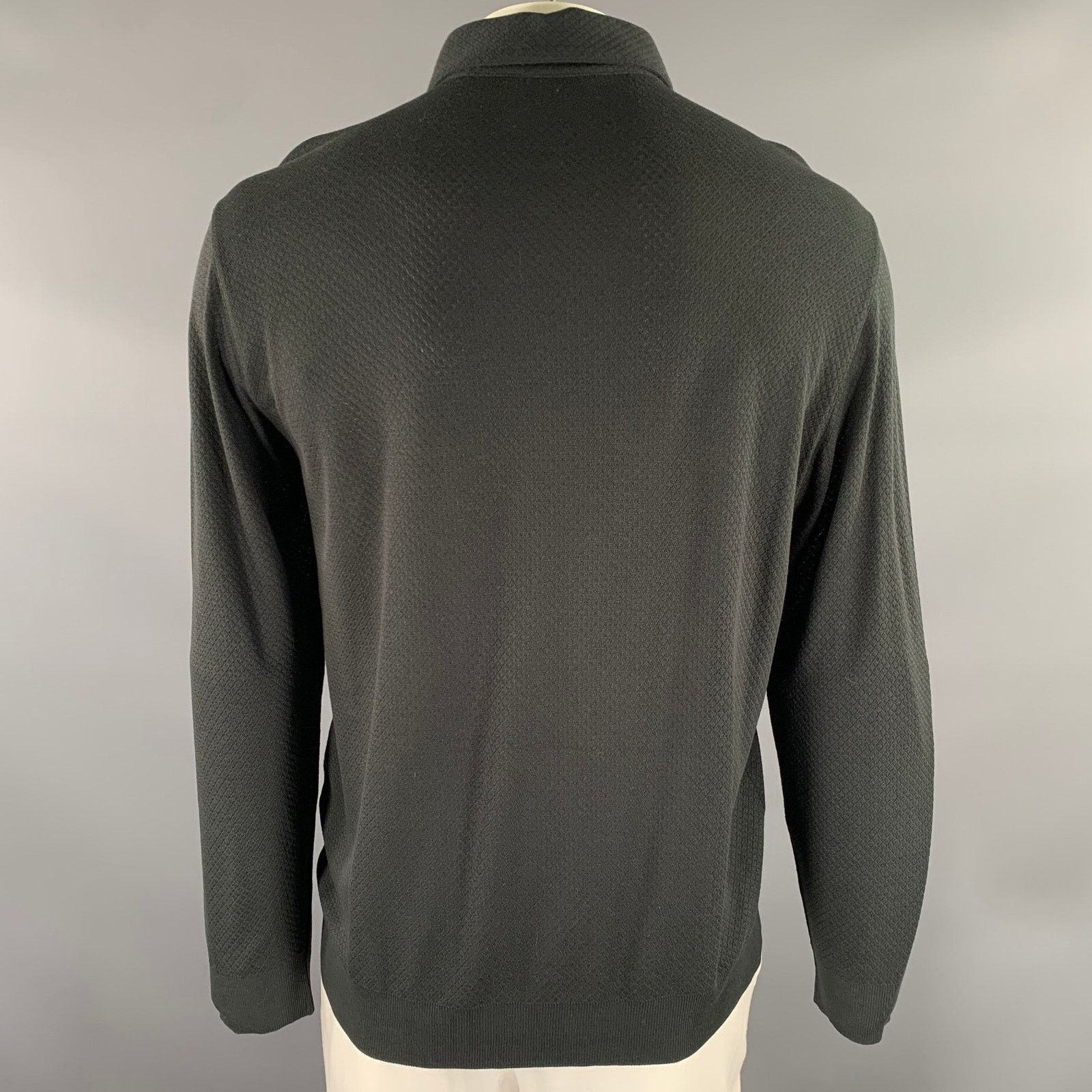 John Varvatos JOHN VARVATOS L Black Lyocel Cotton Long Sleeve Polo Size US L / EU 52-54 / 3 - 3 Thumbnail