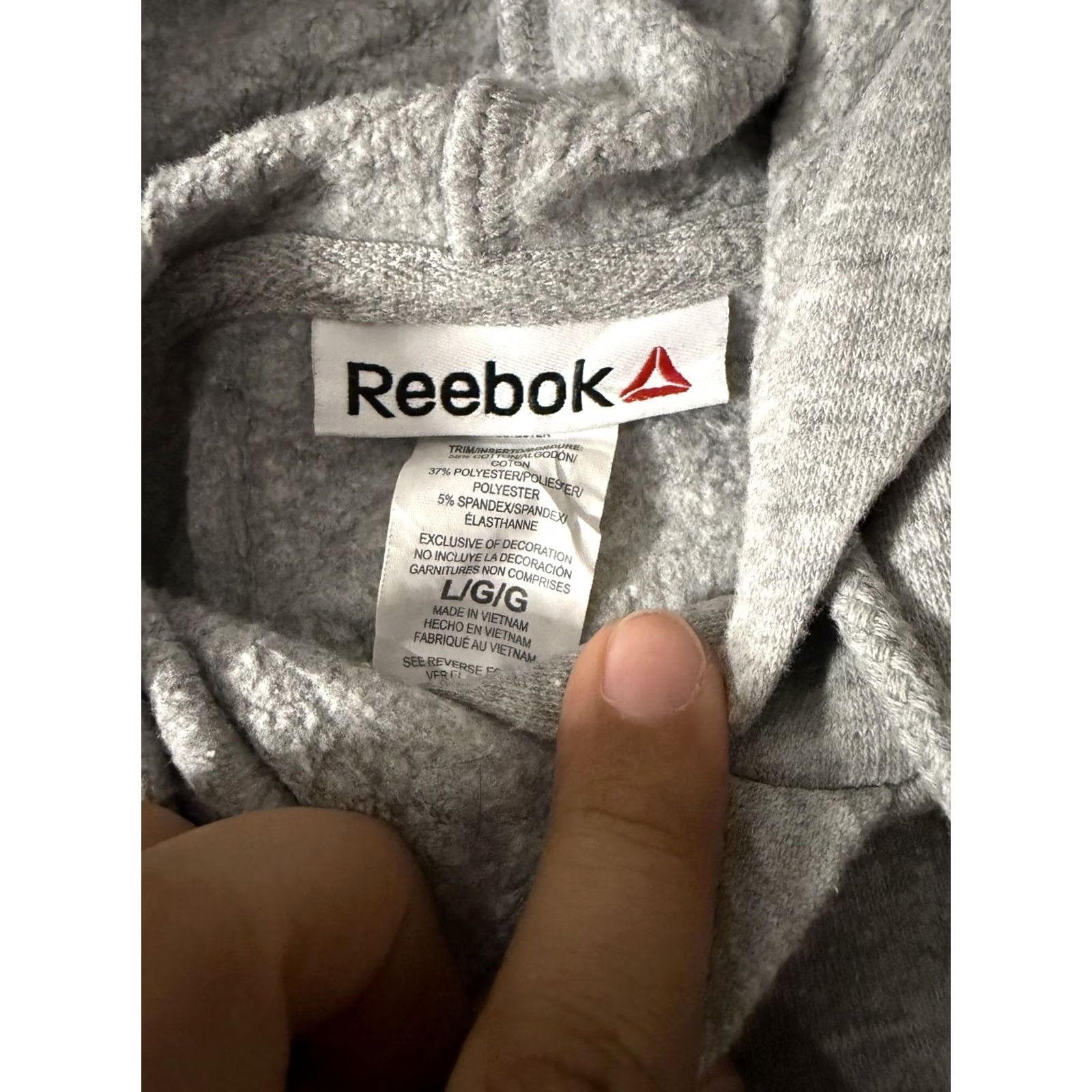 Reebok Reebok Hoodie Mens Large Gray Fleece Pullover Logo Sweatshirt Athletic Size US L / EU 52-54 / 3 - 5 Thumbnail