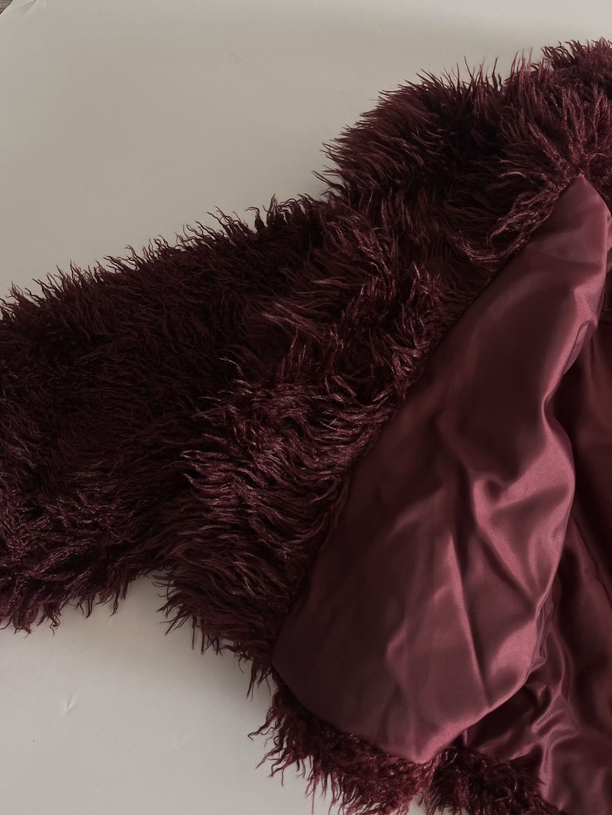 Other Short Fluffy Coat Long Sleeve Warm Coat Burgundy Size M / US 6-8 / IT 42-44 - 5 Thumbnail