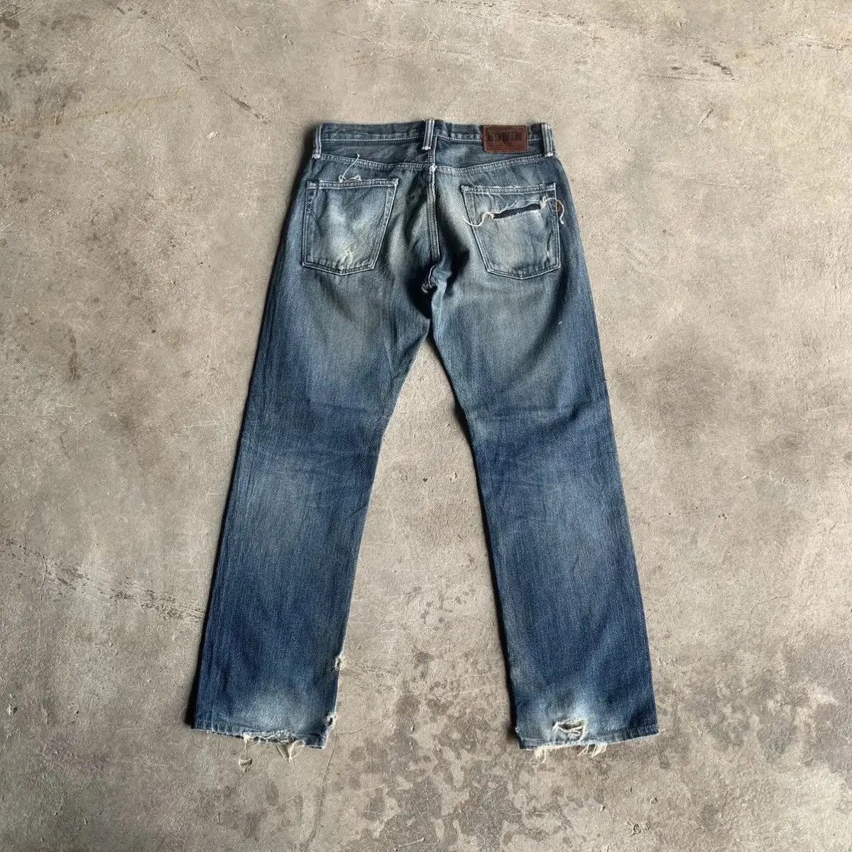 Self Edge × Sugar Cane 💥DISTRESSED! Edwin 505 Red Line Jeans Sun Faded Blue Pants Size US 32 / EU 48 - 11 Thumbnail