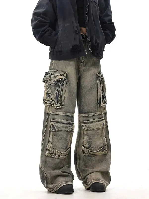 VIBE Streetwear Cargo Multi Pocket Loose Baggy Pants Jeans Size US 33 - 5 Thumbnail
