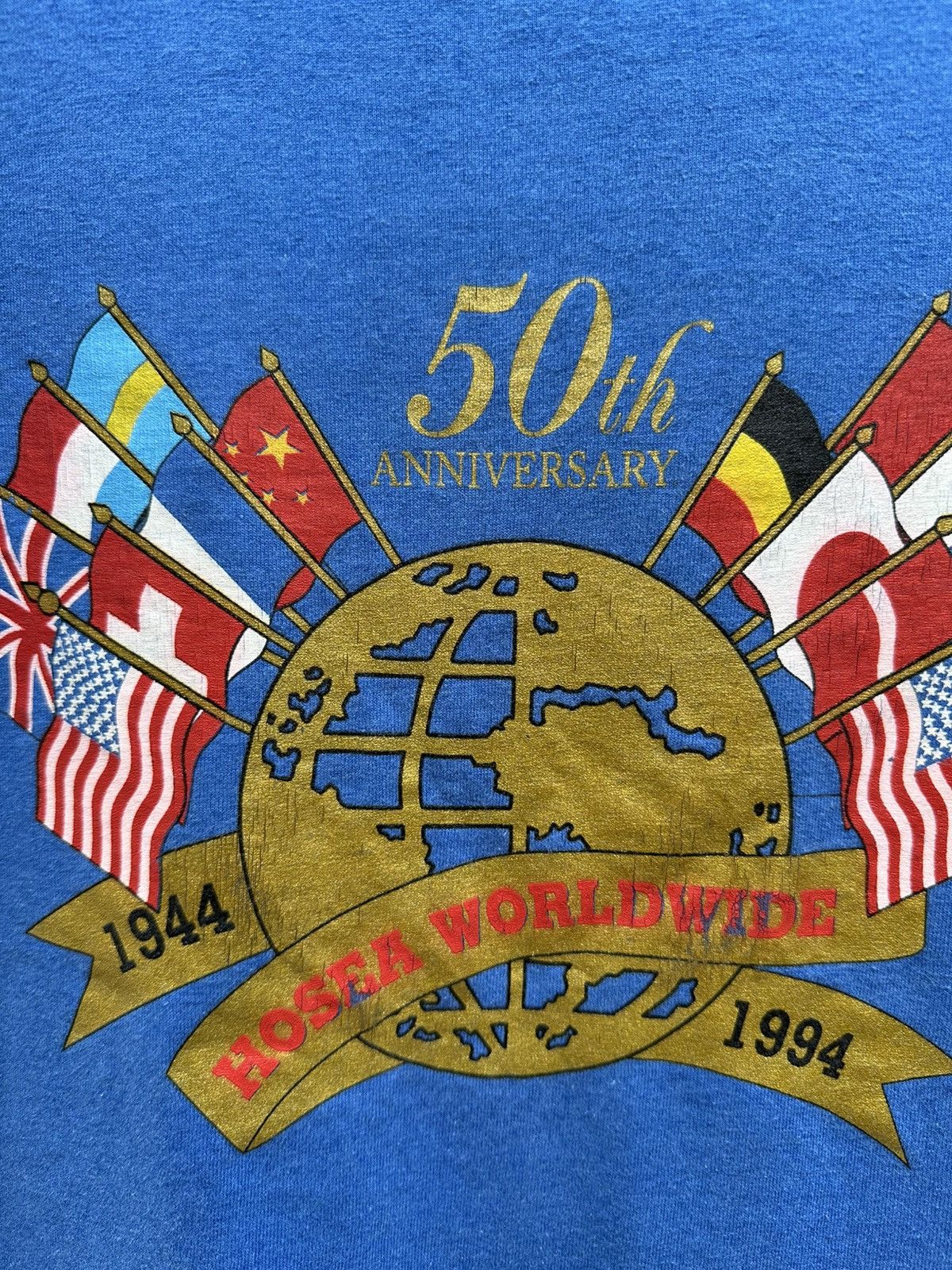 Fruit Of The Loom × Sears × Vintage Vintage Hosea Worldwide 50th Anniversary Faded Tee Size US XL / EU 56 / 4 - 3 Thumbnail