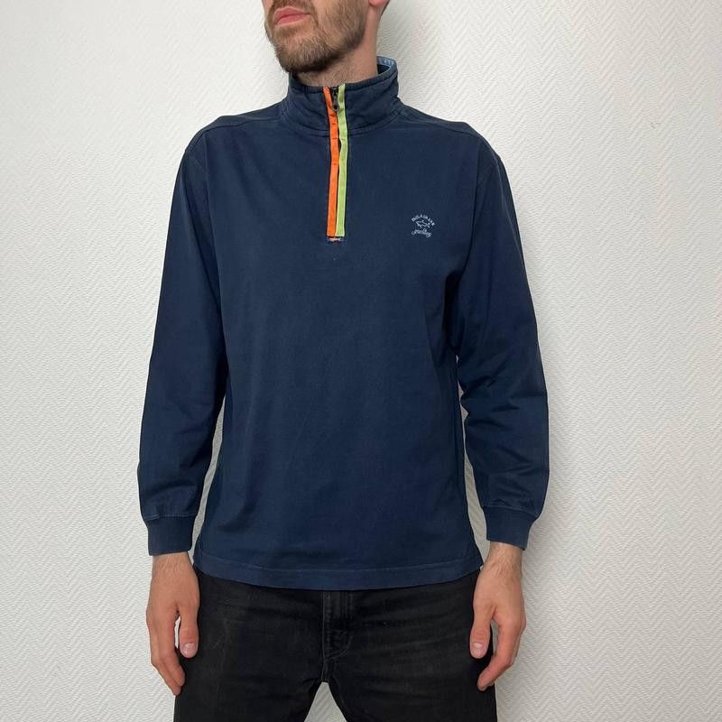 Paul & Shark × Vintage Paul Shark Polo 1/4 Zip Shirt Rugby Cotton Navy Blue Size L Size US L / EU 52-54 / 3 - 7 Thumbnail