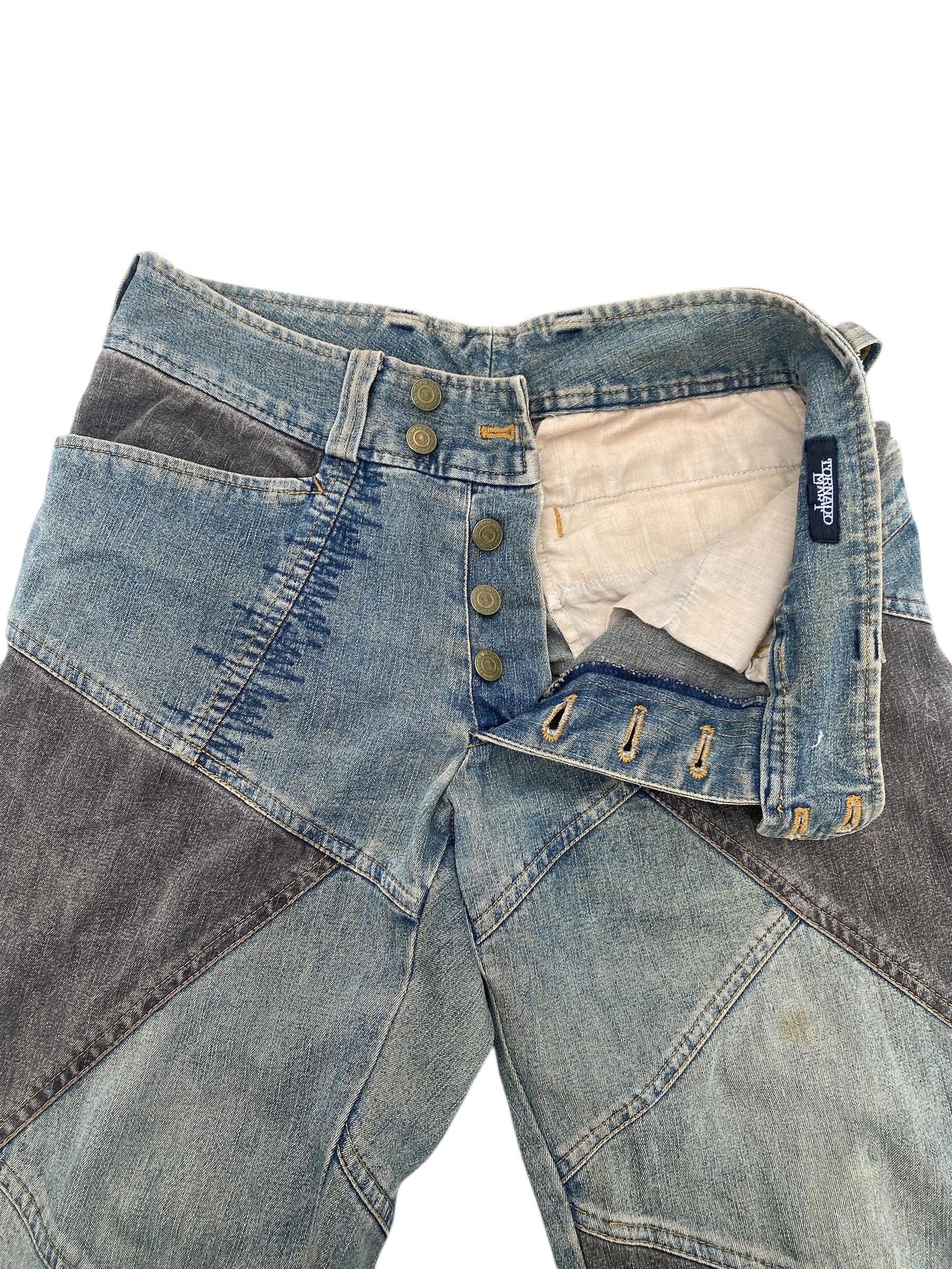 Japanese Brand × Tornado Mart Vtg 90s Tornado Mart rework patch flare jeans Medium size Size US 31 - 4 Thumbnail