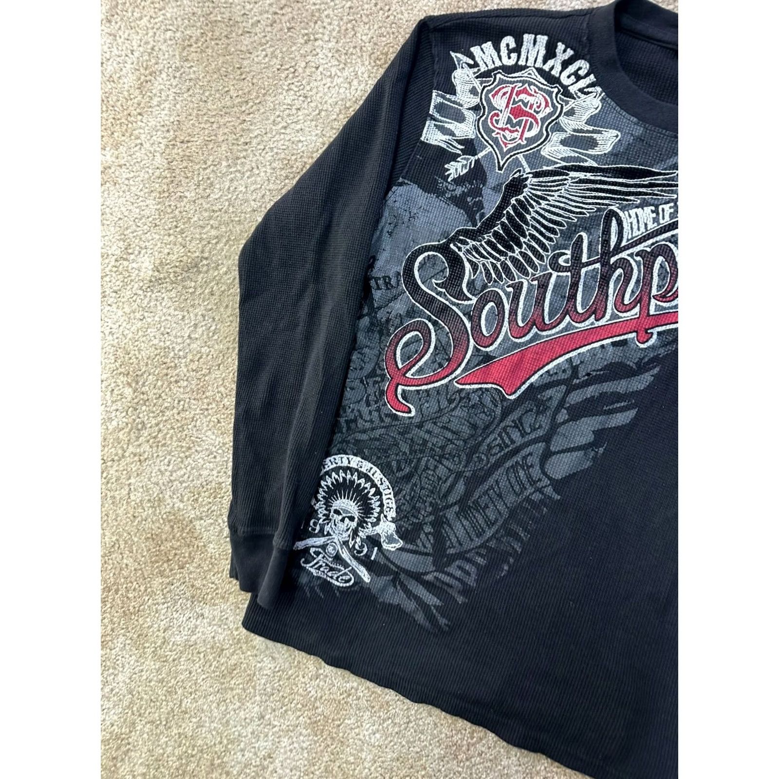 Southpole VINTAGE Southpole Thermal Shirt Men’s XL Graphic Print Long Sleeve 90s Skull Crew Neck Black Size US XL / EU 56 / 4 - 2 Thumbnail