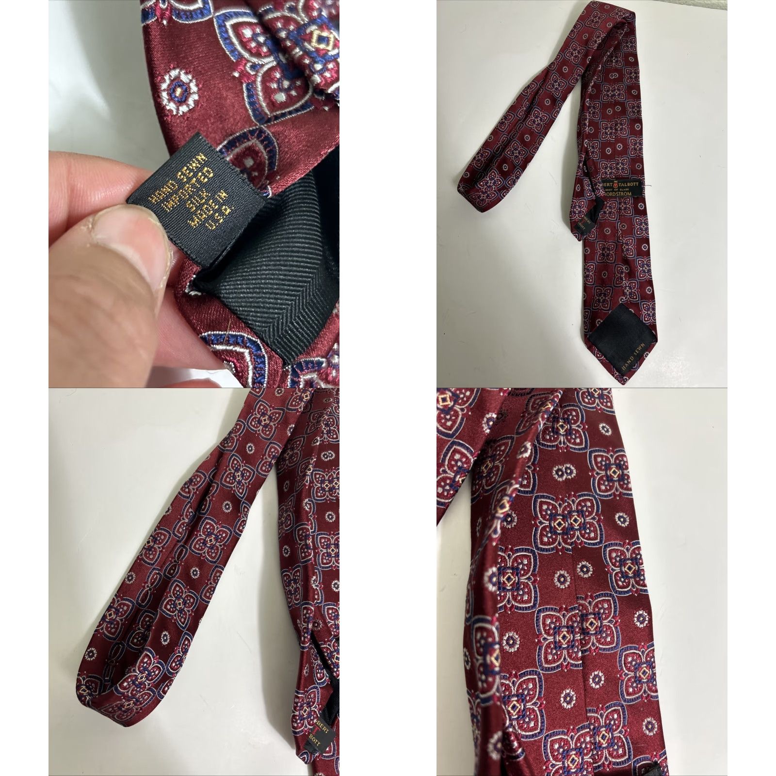 Robert Talbott VINTAGE Robert Talbott Tie Geometric Red Blue Hand Sewn Mens Size ONE SIZE - 8 Thumbnail