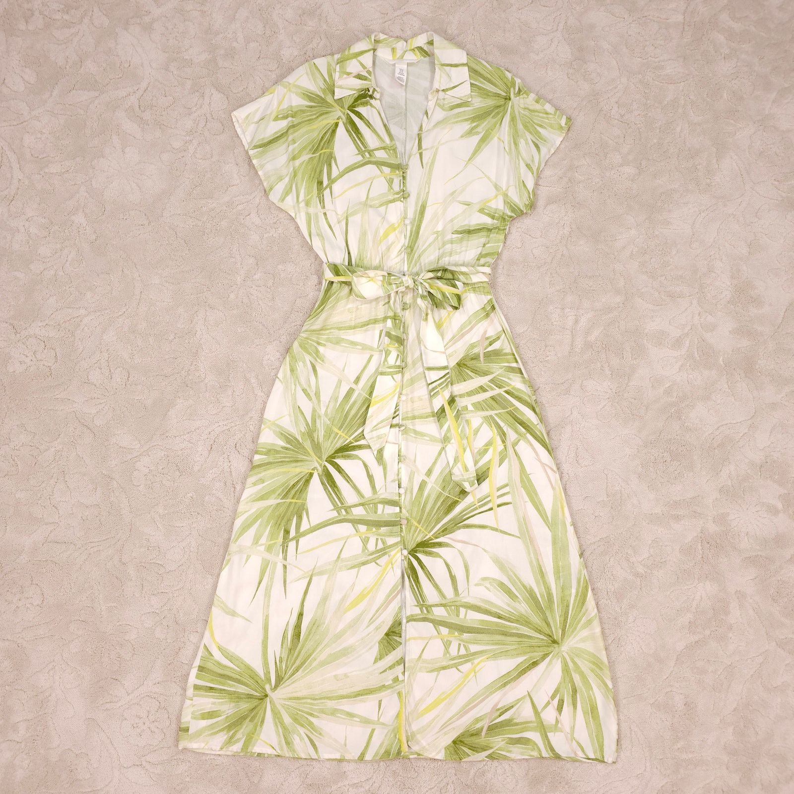 H&M H&M Tropical Print Tie Belt Shirt Midi Dress Sz Extra Small Size XS / US 0-2 / IT 36-38 - 5 Thumbnail