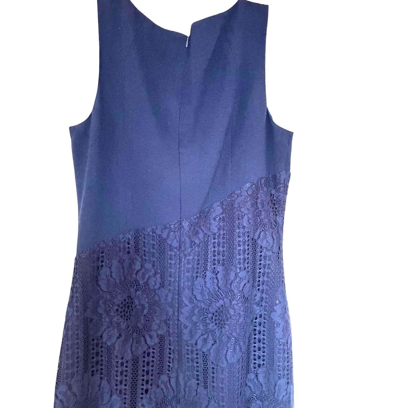 Karl Lagerfeld Karl Lagerfeld Paris Navy Blue Asymmetric Lace Sheath Dress Size M / US 6-8 / IT 42-44 - 4 Thumbnail