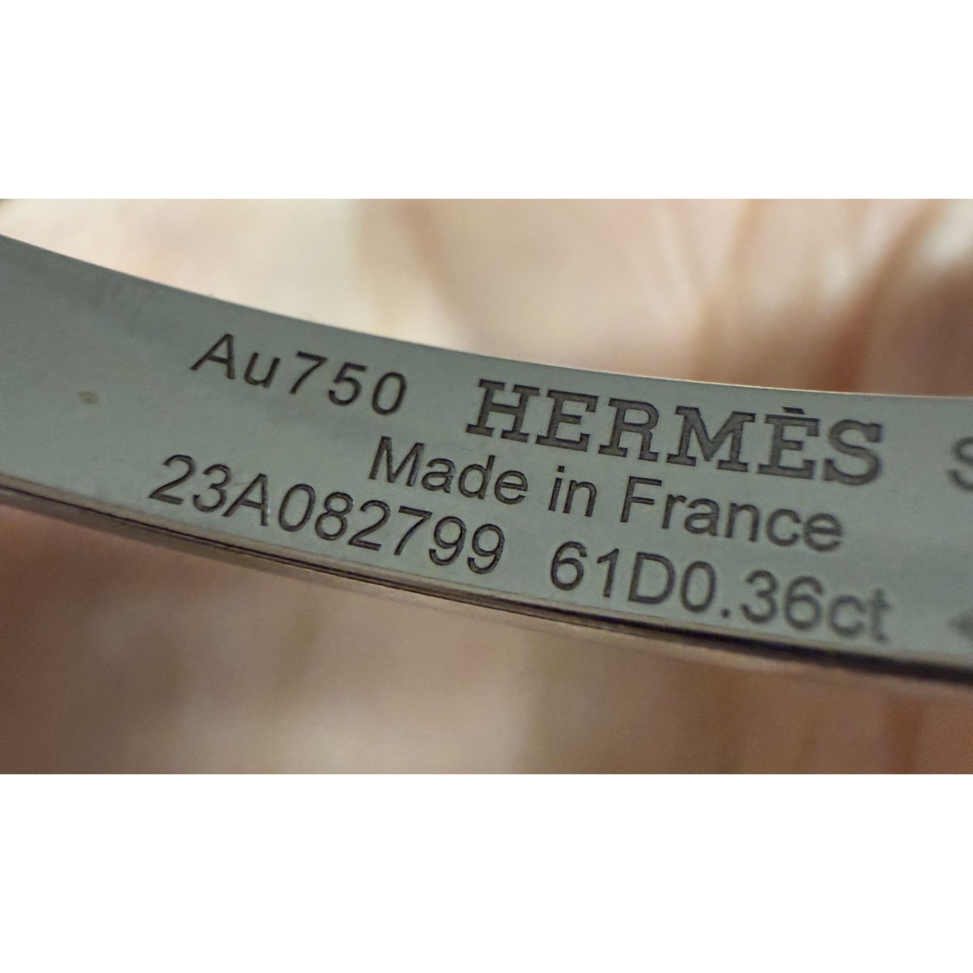Hermes Hermès Kelly Diamond Lock Bangle 18K White Gold 0.36ct Made Size ONE SIZE - 4 Thumbnail